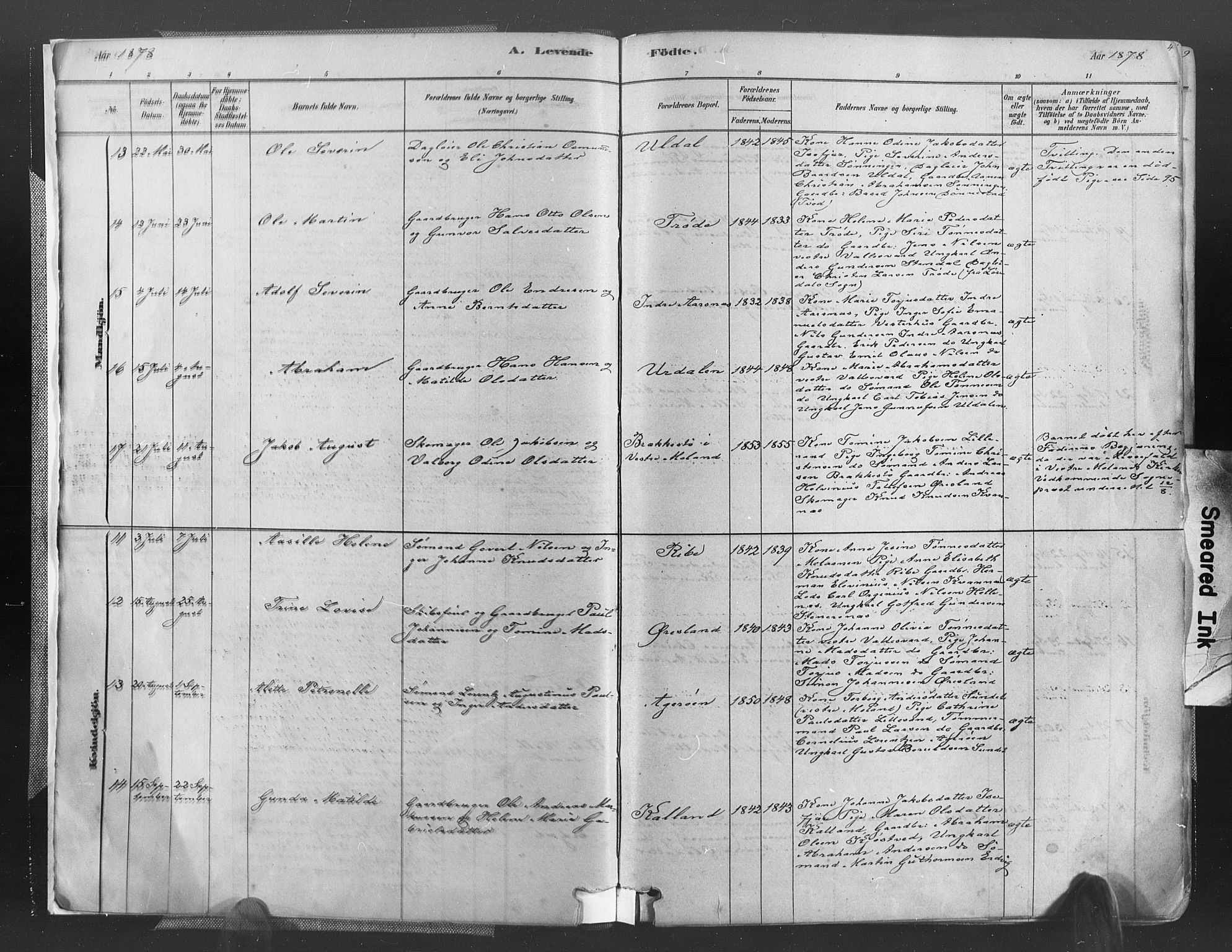 Høvåg sokneprestkontor, SAK/1111-0025/F/Fa/L0005: Parish register (official) no. A 5, 1878-1893, p. 4