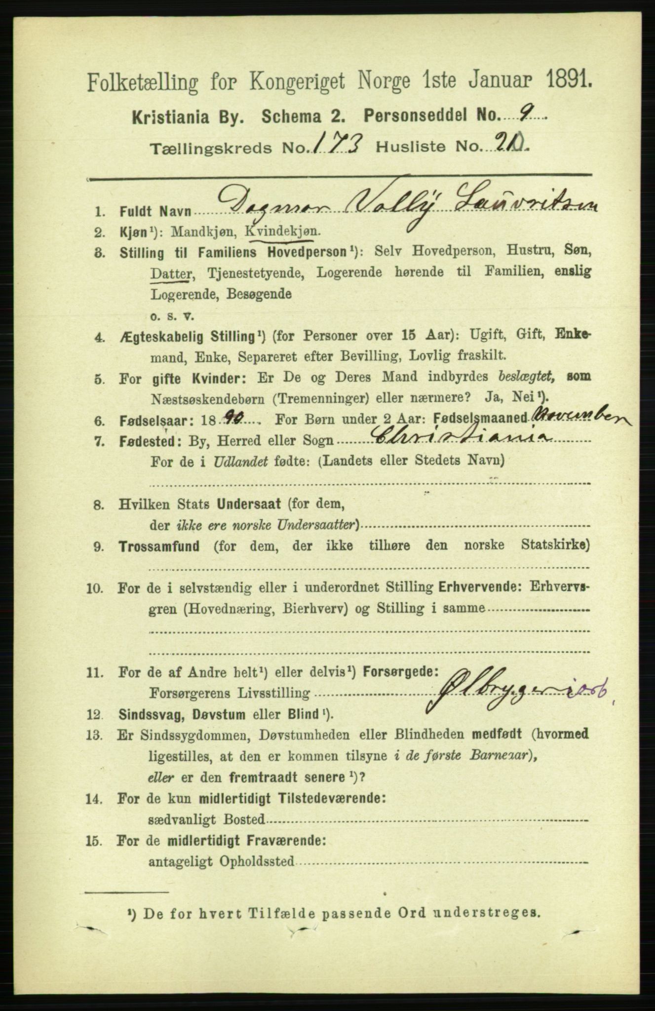 RA, 1891 census for 0301 Kristiania, 1891, p. 103762