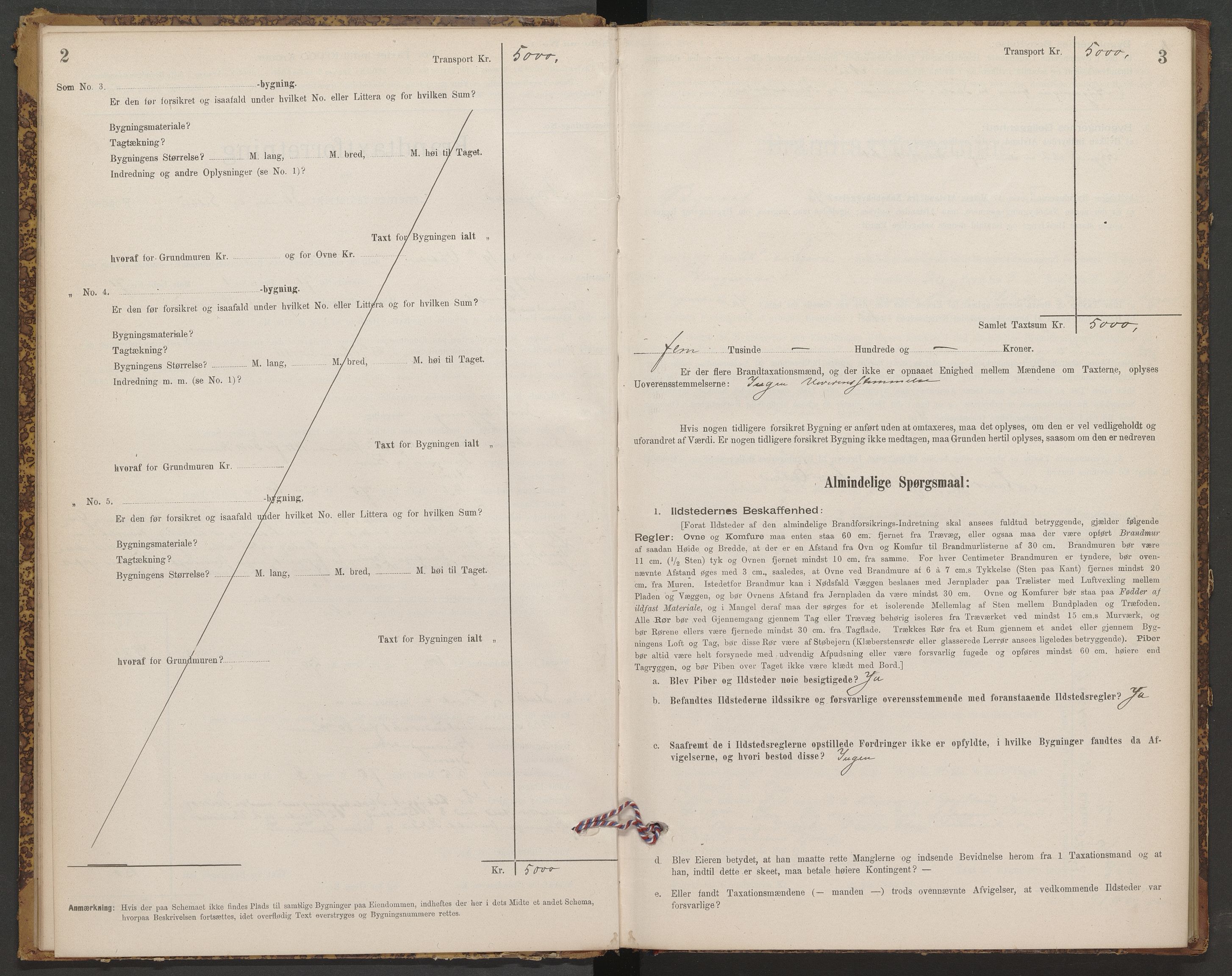 Byneset lensmannskontor, AV/SAT-A-1019/03/Oa/L0001: Branntakstprotokoll, 1895-1897