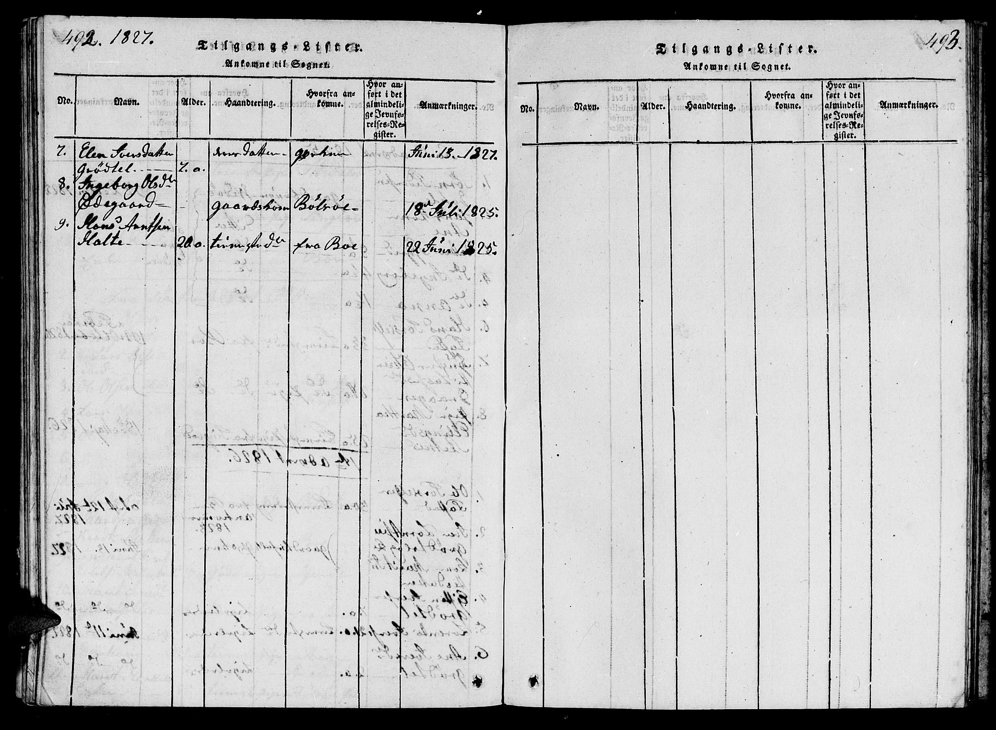 Ministerialprotokoller, klokkerbøker og fødselsregistre - Møre og Romsdal, SAT/A-1454/570/L0831: Parish register (official) no. 570A05, 1819-1829, p. 492-493
