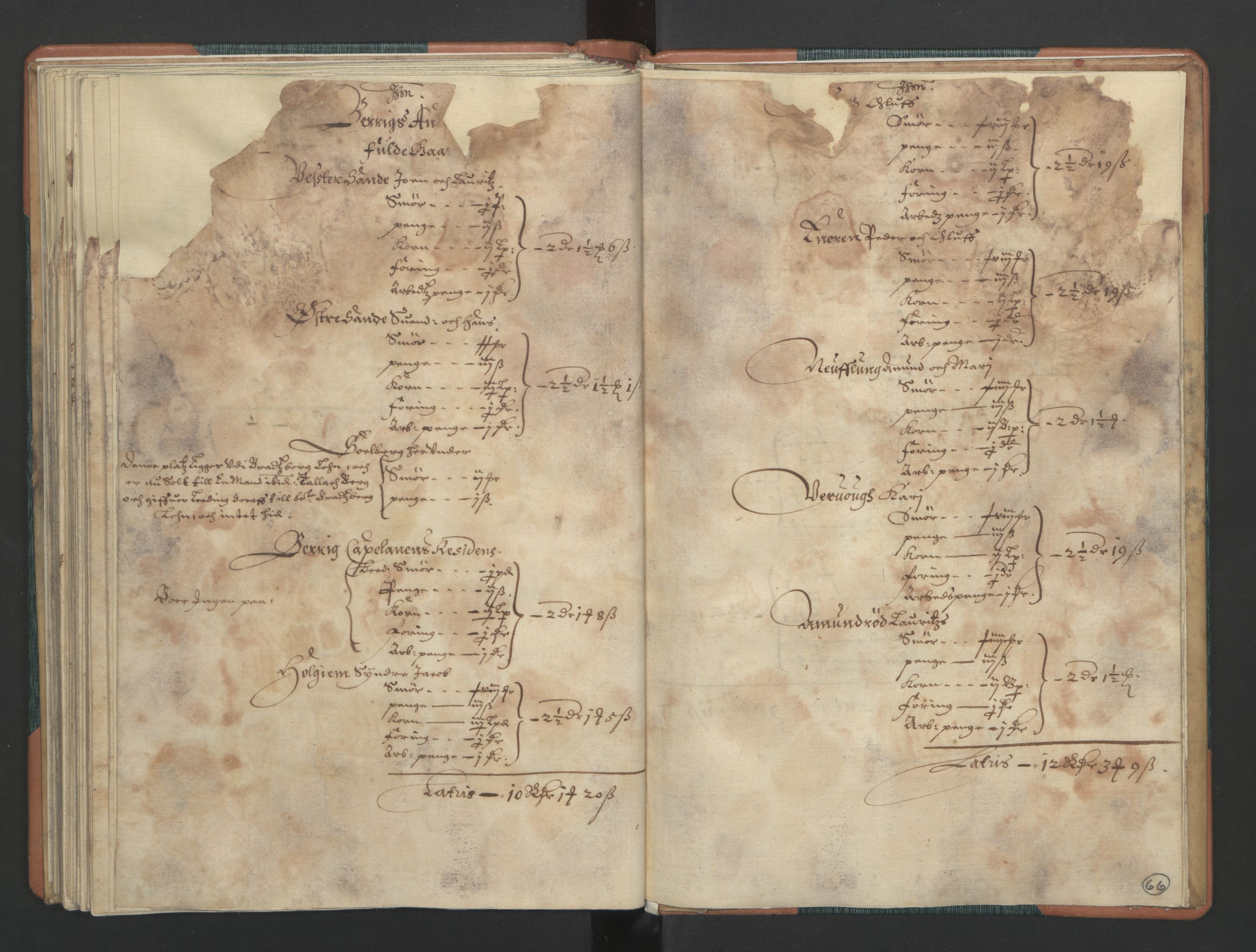 Rentekammeret inntil 1814, Realistisk ordnet avdeling, AV/RA-EA-4070/L/L0015/0002: Tønsberg lagdømme. Brunla len: / Brunla len. Kronens jordebok, 1661, p. 65b-66a