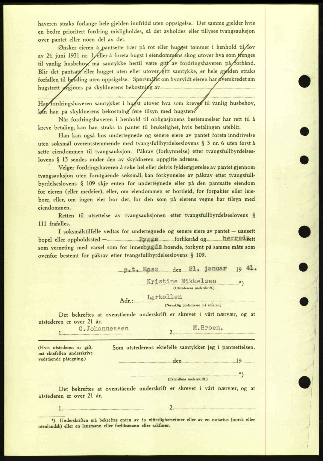 Moss sorenskriveri, SAO/A-10168: Mortgage book no. B10, 1940-1941, Diary no: : 159/1941
