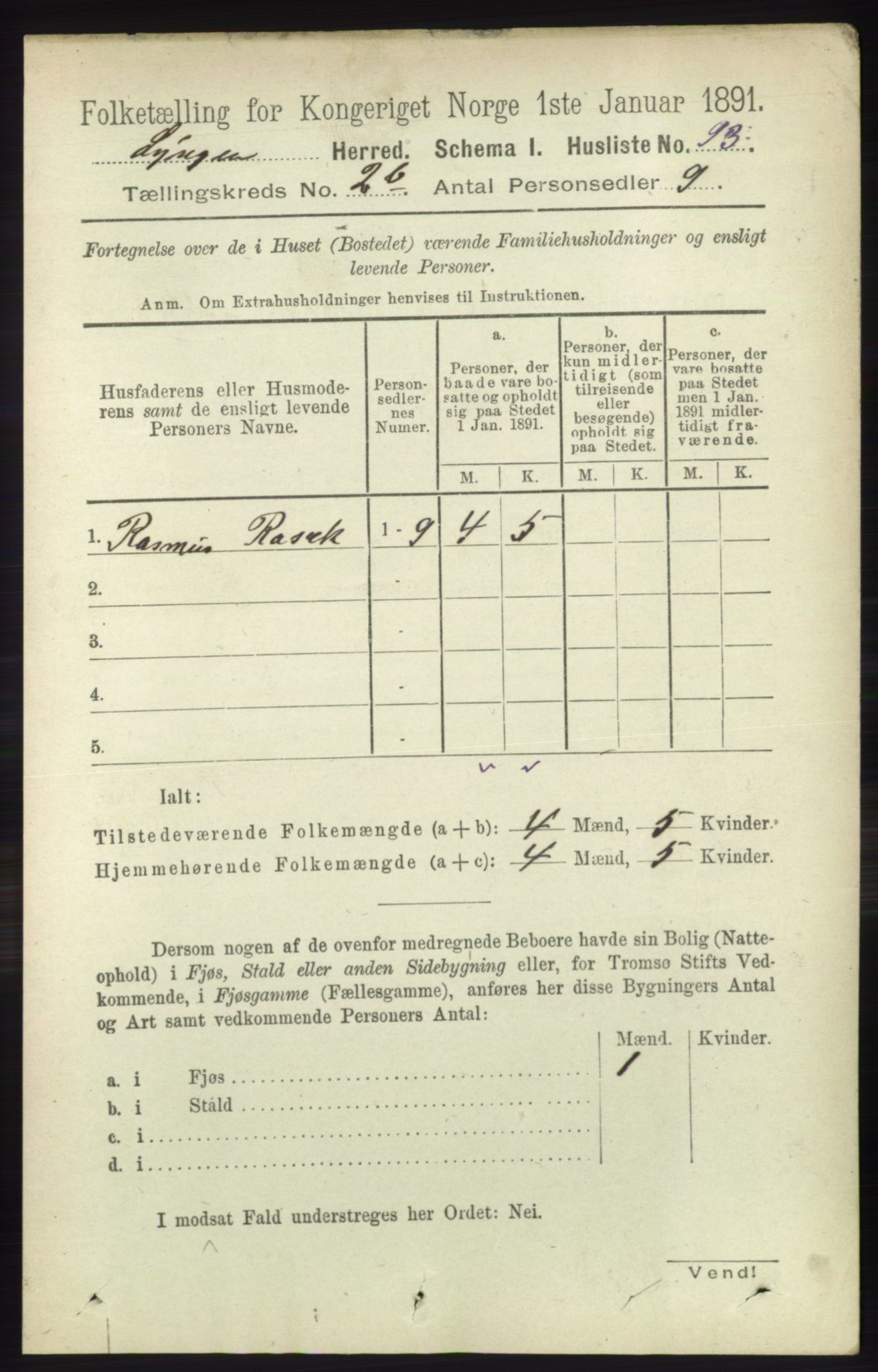 RA, 1891 census for 1938 Lyngen, 1891, p. 2461