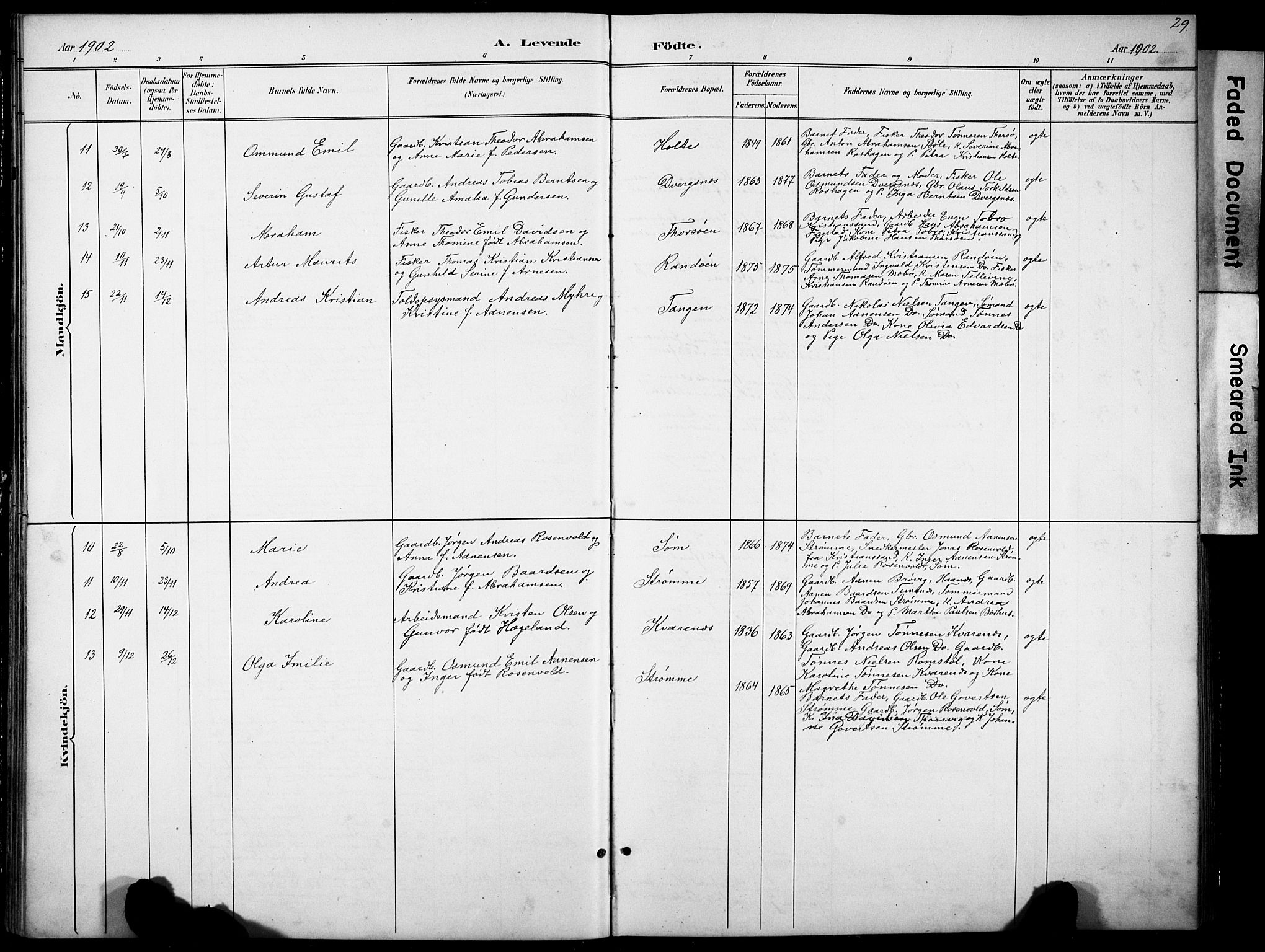 Oddernes sokneprestkontor, SAK/1111-0033/F/Fb/Fbb/L0002: Parish register (copy) no. B 2, 1889-1933, p. 29