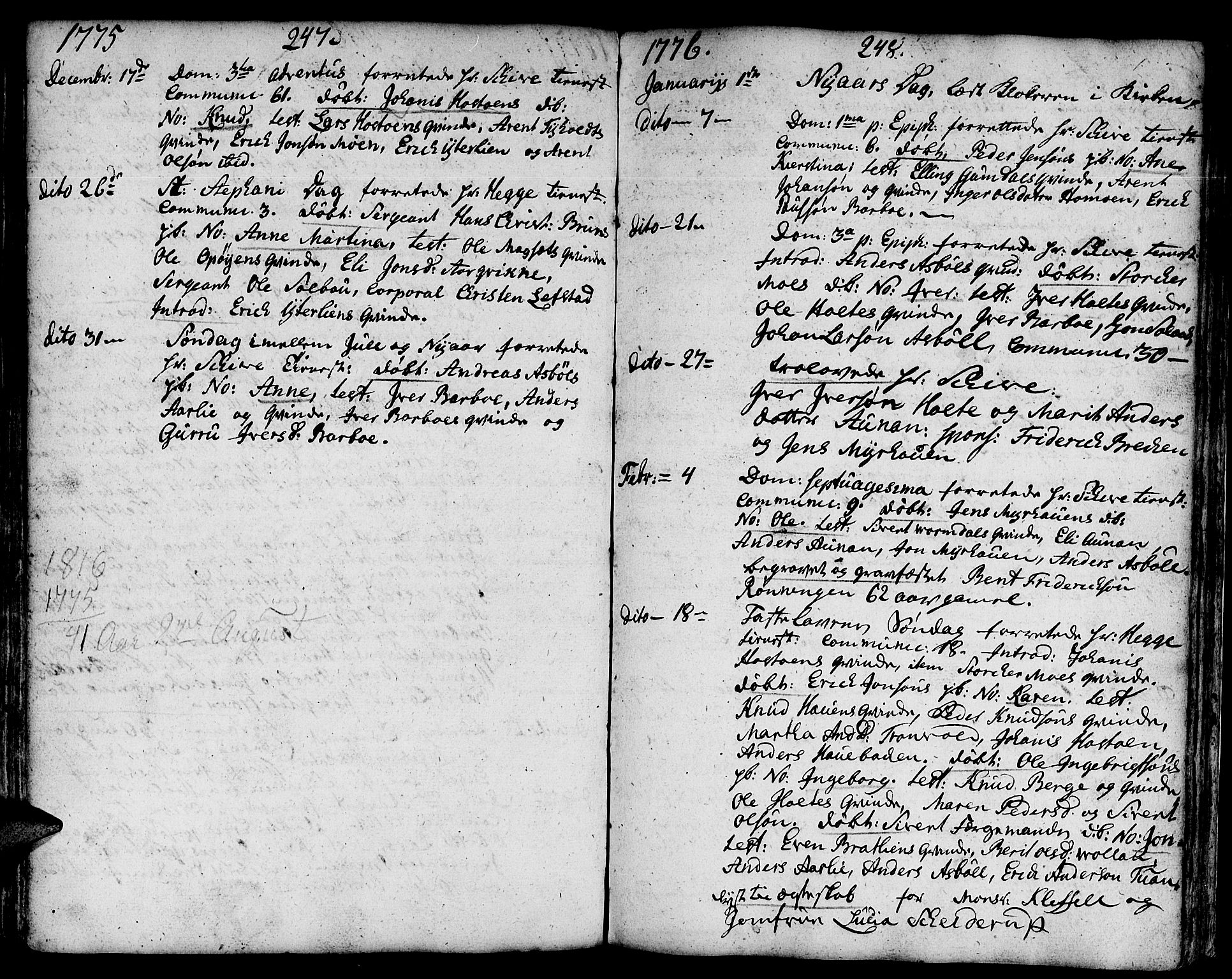 Ministerialprotokoller, klokkerbøker og fødselsregistre - Sør-Trøndelag, AV/SAT-A-1456/671/L0840: Parish register (official) no. 671A02, 1756-1794, p. 247-248