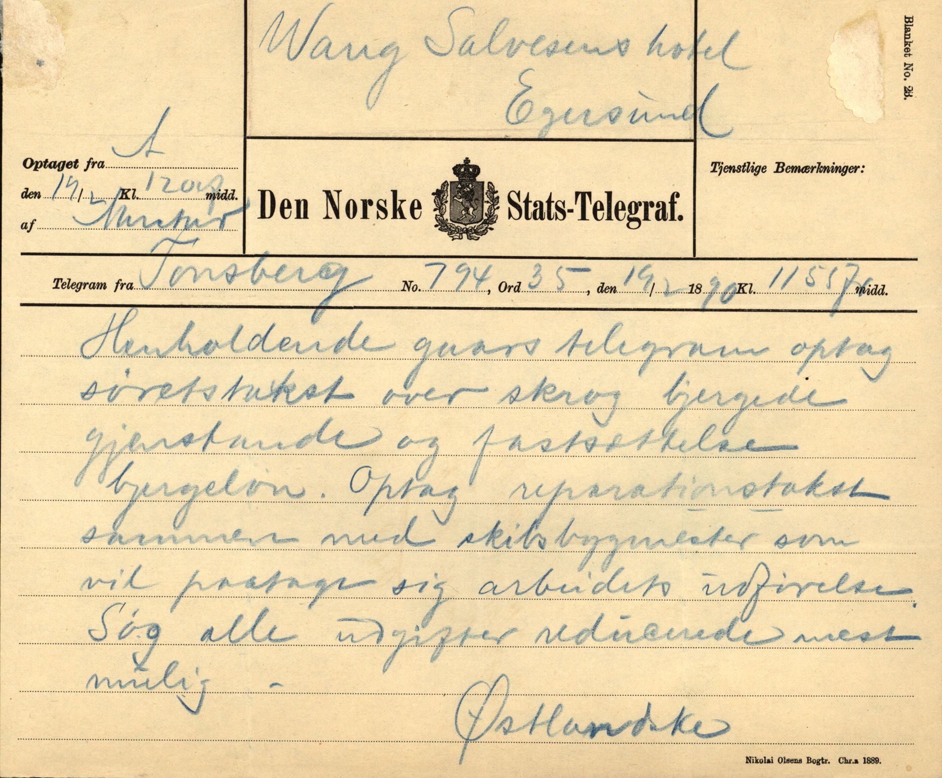 Pa 63 - Østlandske skibsassuranceforening, VEMU/A-1079/G/Ga/L0025/0002: Havaridokumenter / Victoria, St. Petersburg, Windsor, 1890, p. 13