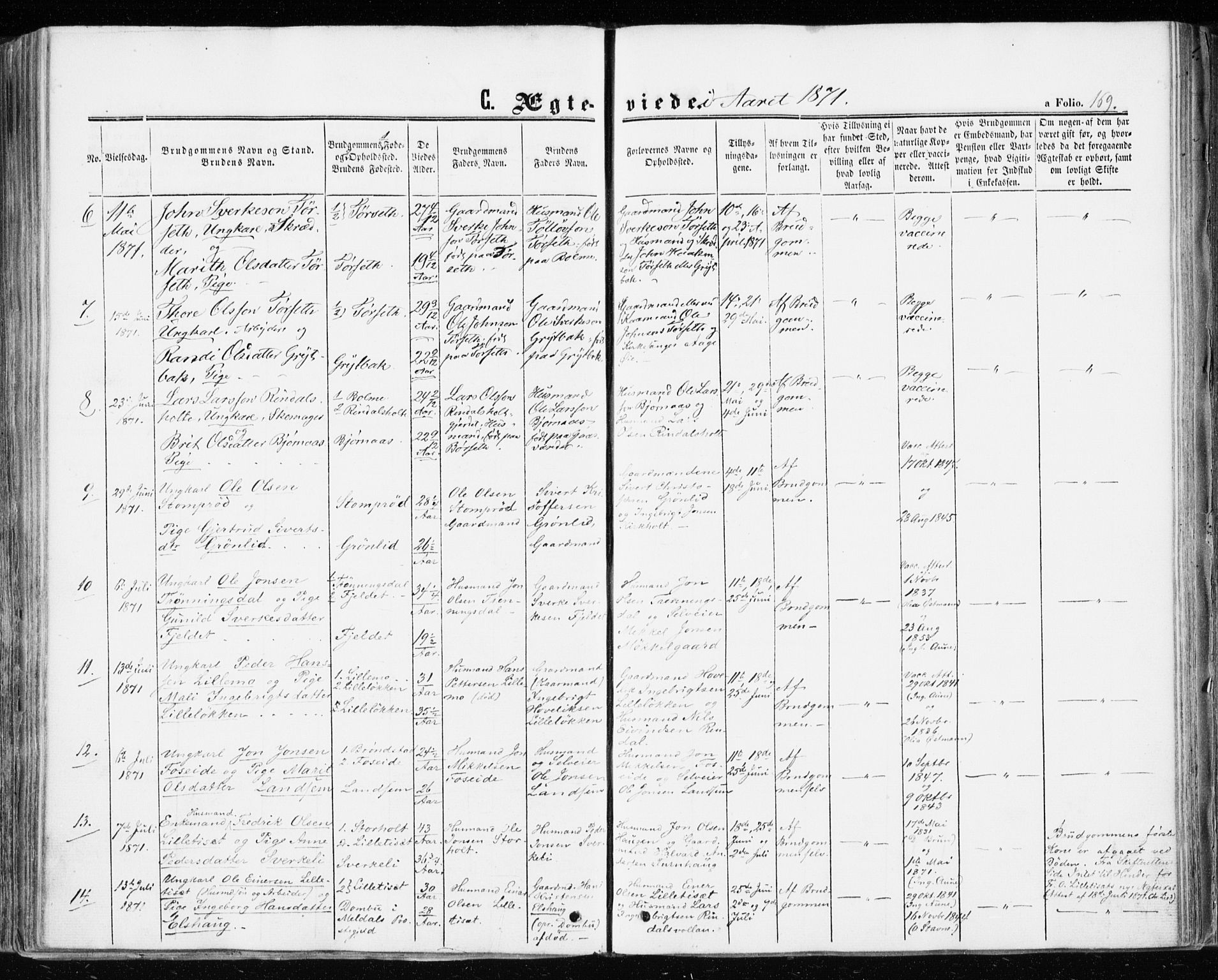 Ministerialprotokoller, klokkerbøker og fødselsregistre - Møre og Romsdal, AV/SAT-A-1454/598/L1067: Parish register (official) no. 598A01, 1858-1871, p. 169