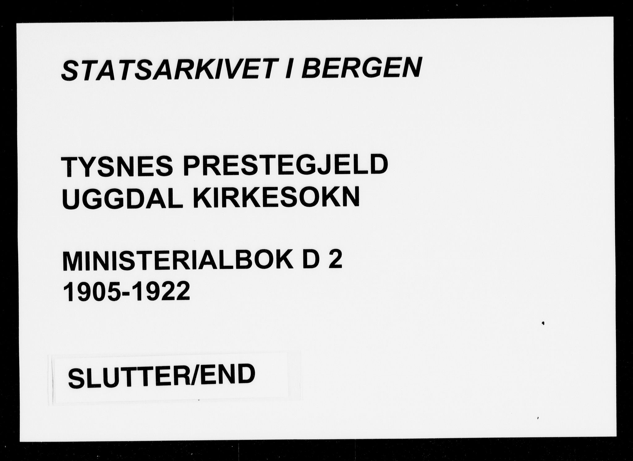 Tysnes sokneprestembete, AV/SAB-A-78601/H/Haa: Parish register (official) no. D 2, 1905-1922