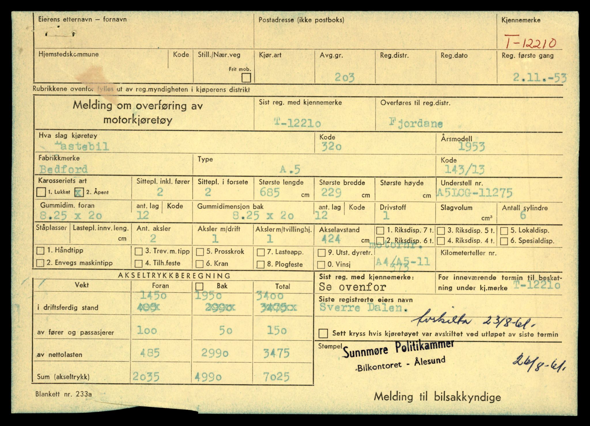 Møre og Romsdal vegkontor - Ålesund trafikkstasjon, AV/SAT-A-4099/F/Fe/L0033: Registreringskort for kjøretøy T 12151 - T 12474, 1927-1998, p. 1541