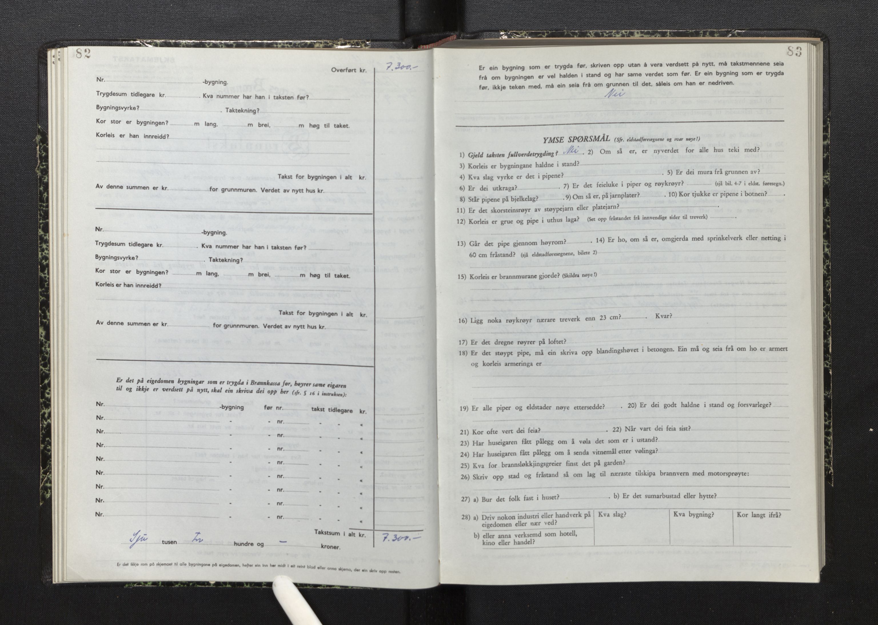 Lensmannen i Askvoll, AV/SAB-A-26301/0012/L0006: Branntakstprotokoll, skjematakst, 1950-1955, p. 82-83