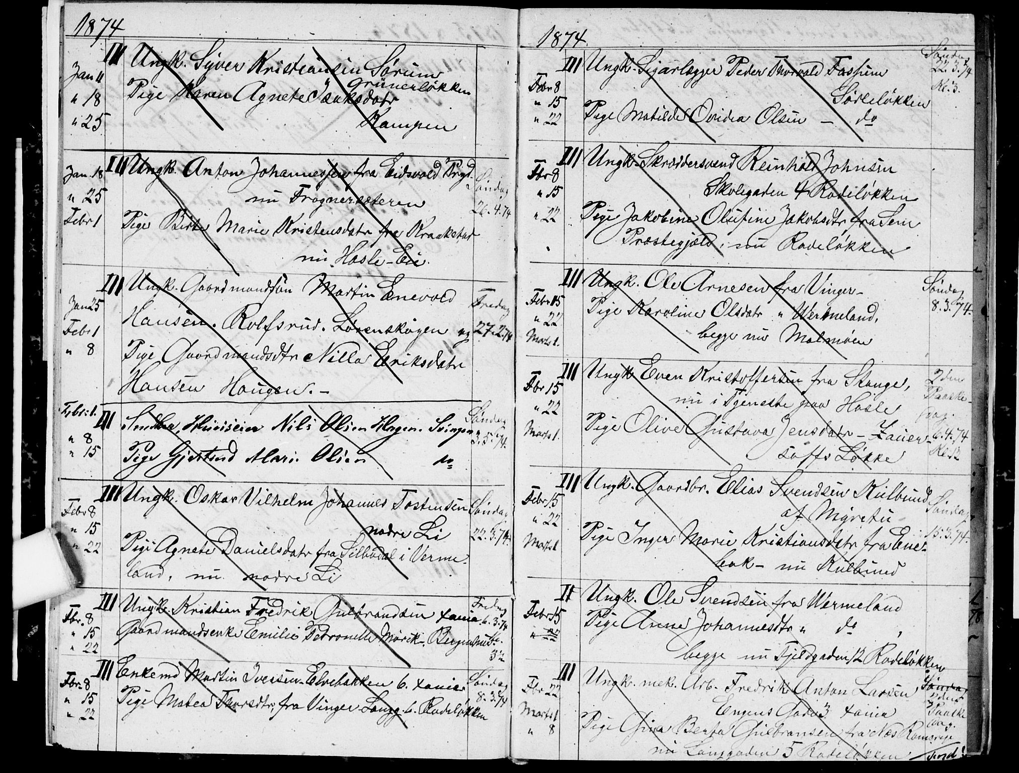 Østre Aker prestekontor Kirkebøker, AV/SAO-A-10840/H/Ha/L0003: Banns register no. I 3, 1873-1878