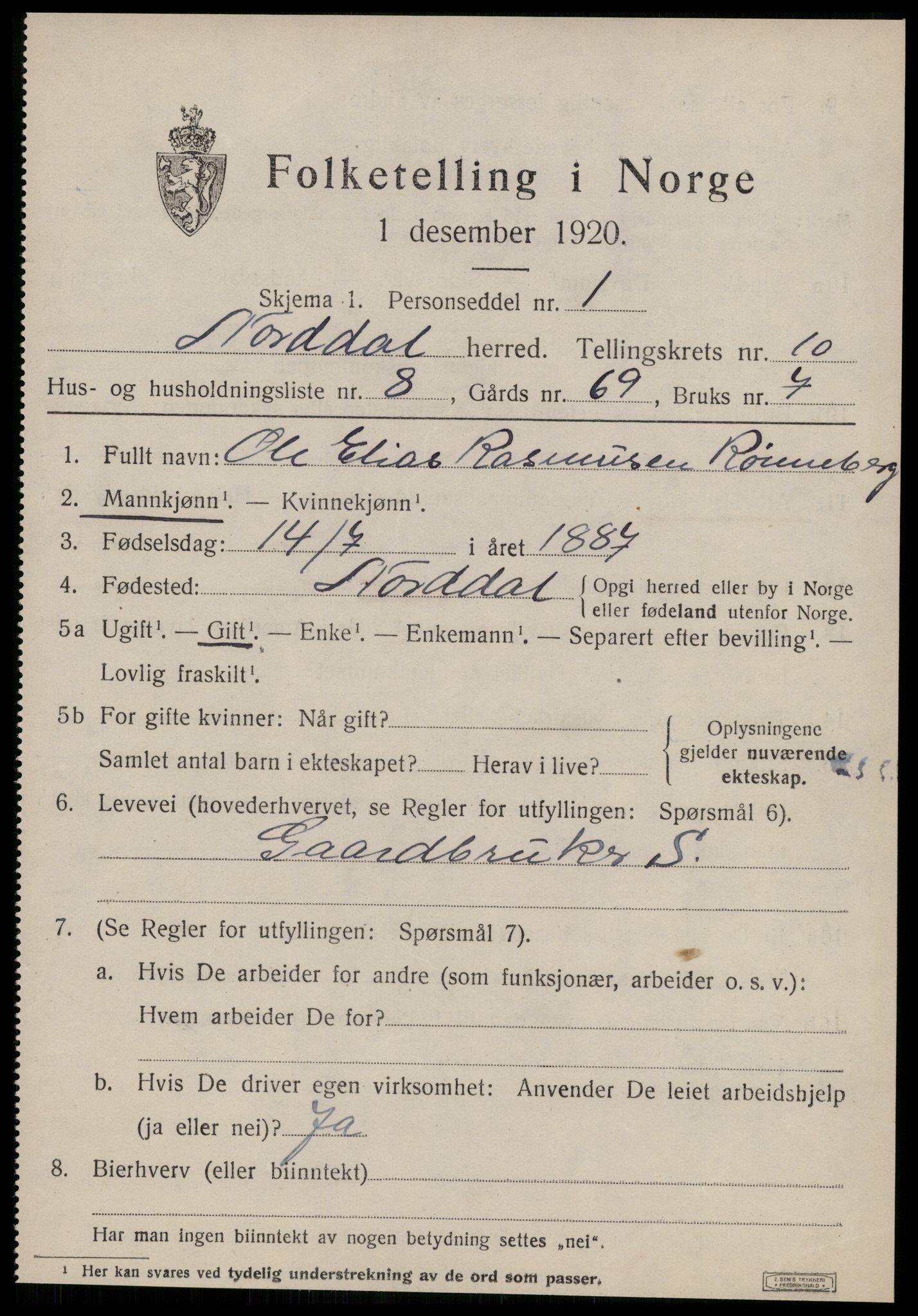 SAT, 1920 census for Norddal, 1920, p. 5435