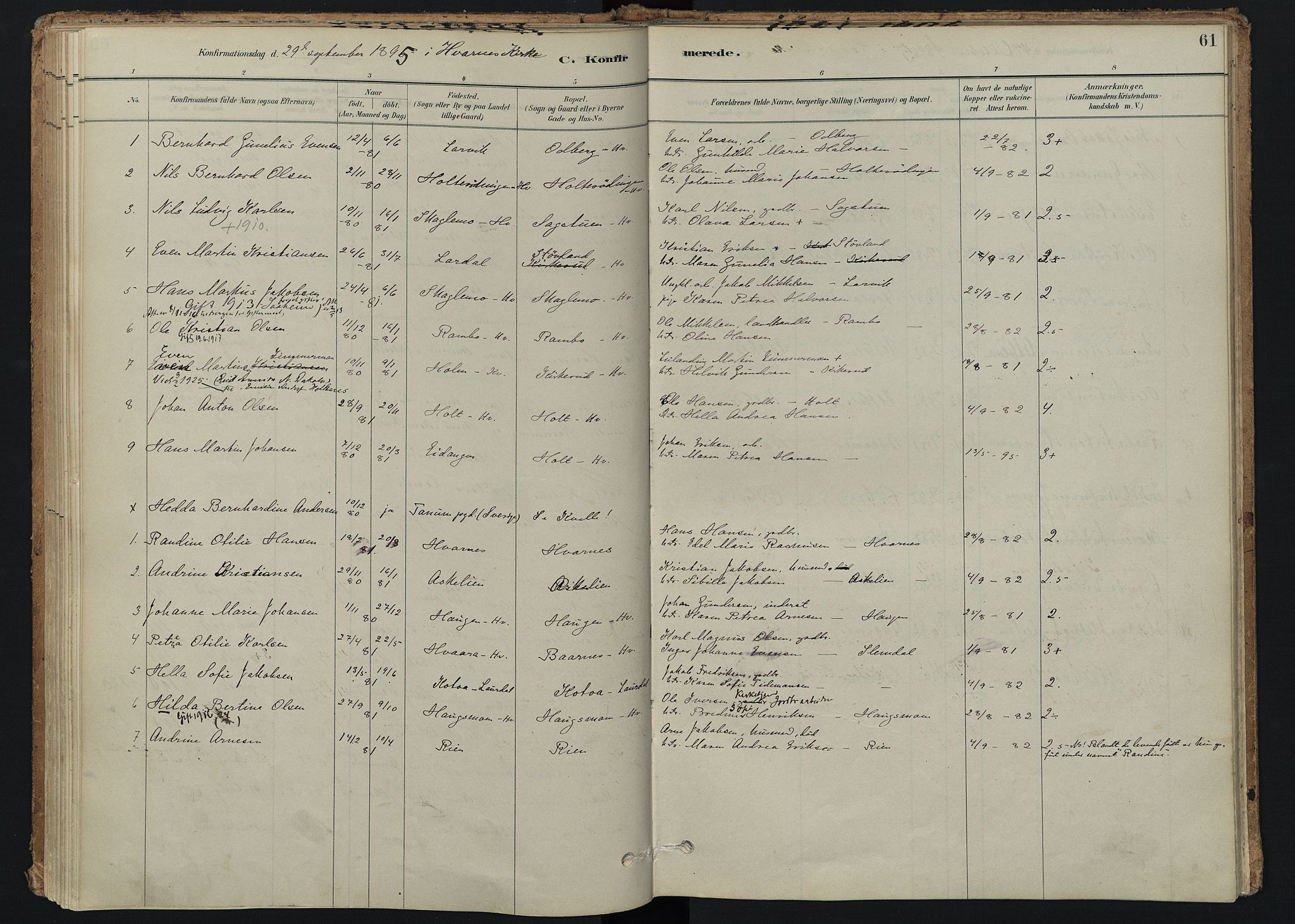 Hedrum kirkebøker, SAKO/A-344/F/Fc/L0001: Parish register (official) no. III 1, 1881-1906, p. 61