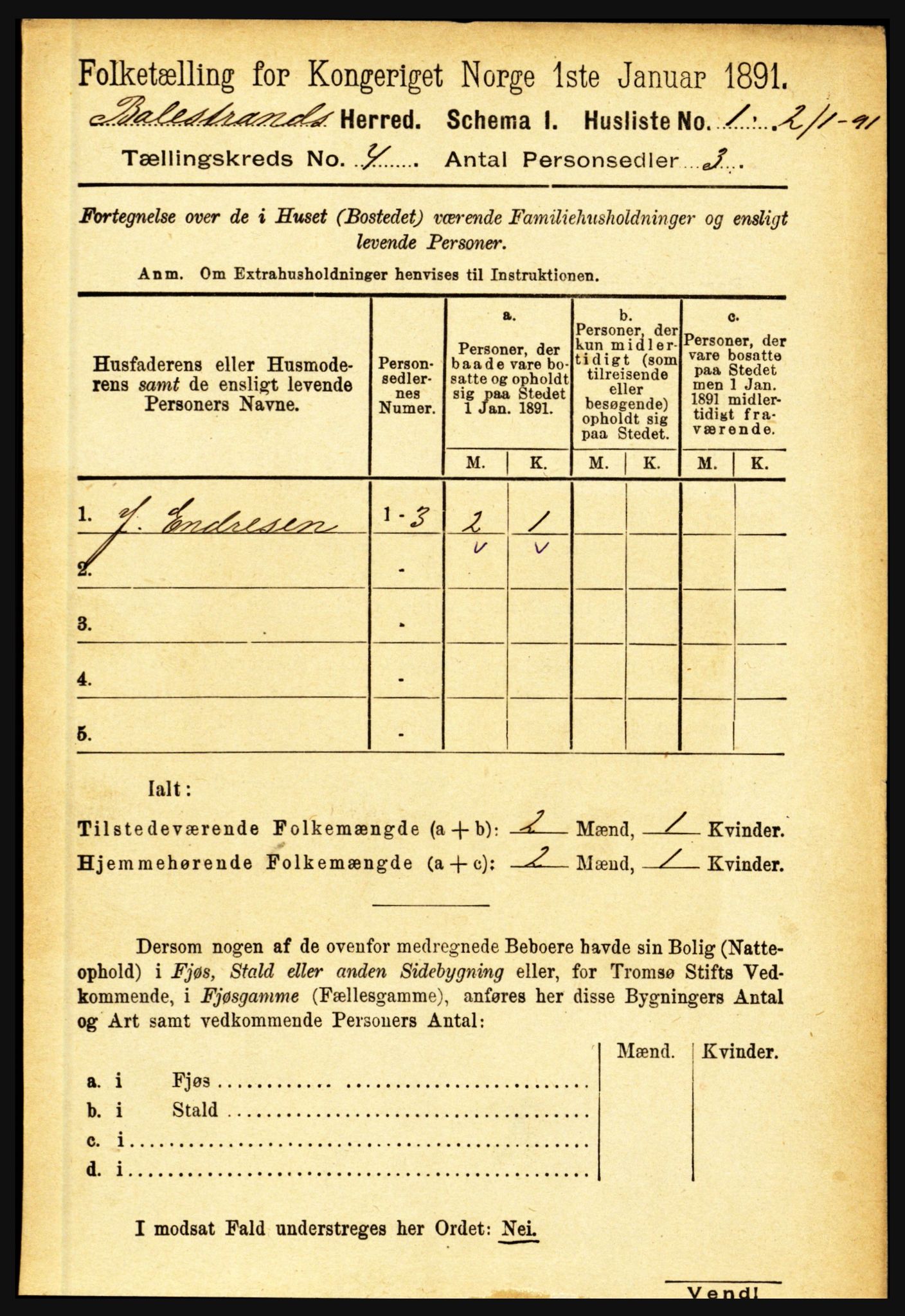 RA, 1891 census for 1418 Balestrand, 1891, p. 803