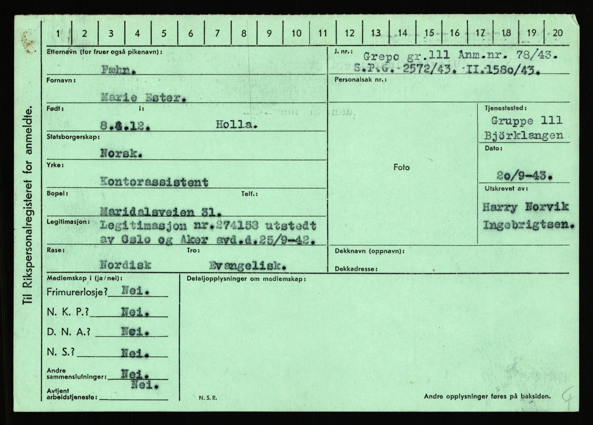 Statspolitiet - Hovedkontoret / Osloavdelingen, AV/RA-S-1329/C/Ca/L0005: Furali - Hamula, 1943-1945, p. 160