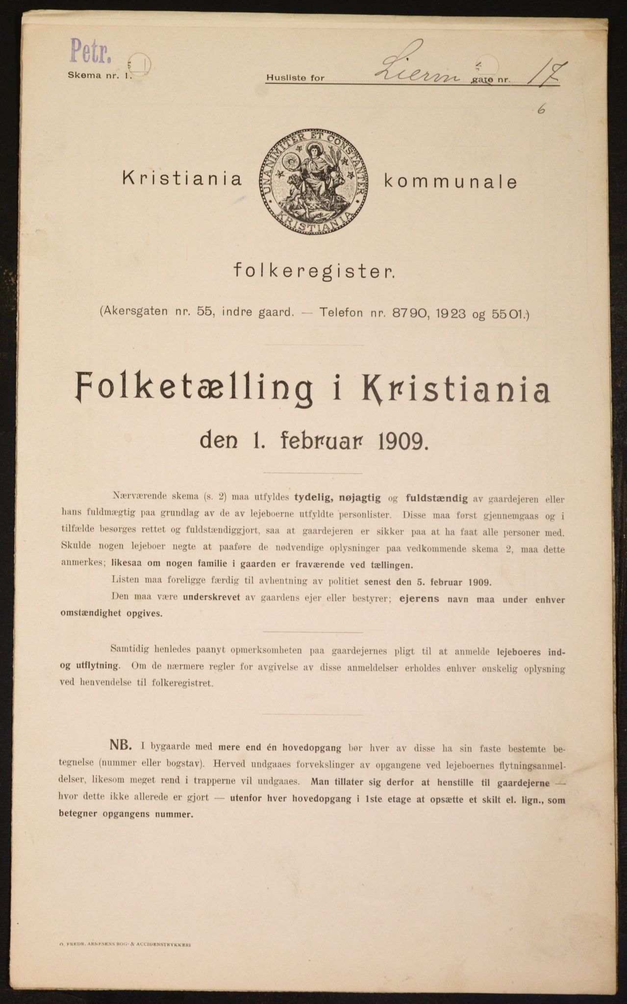 OBA, Municipal Census 1909 for Kristiania, 1909, p. 52480