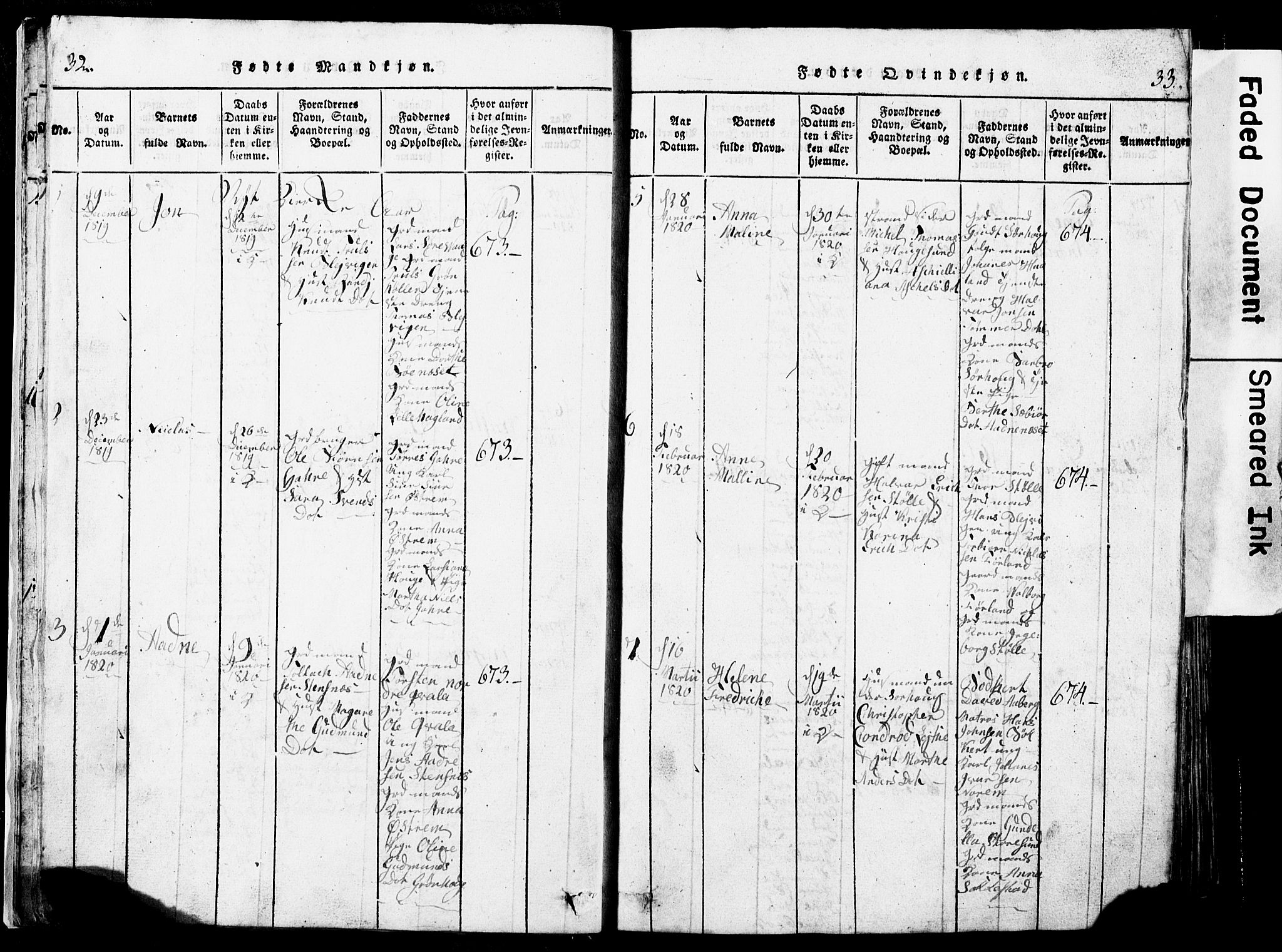 Torvastad sokneprestkontor, AV/SAST-A -101857/H/Ha/Hab/L0002: Parish register (copy) no. B 2, 1817-1834, p. 32-33