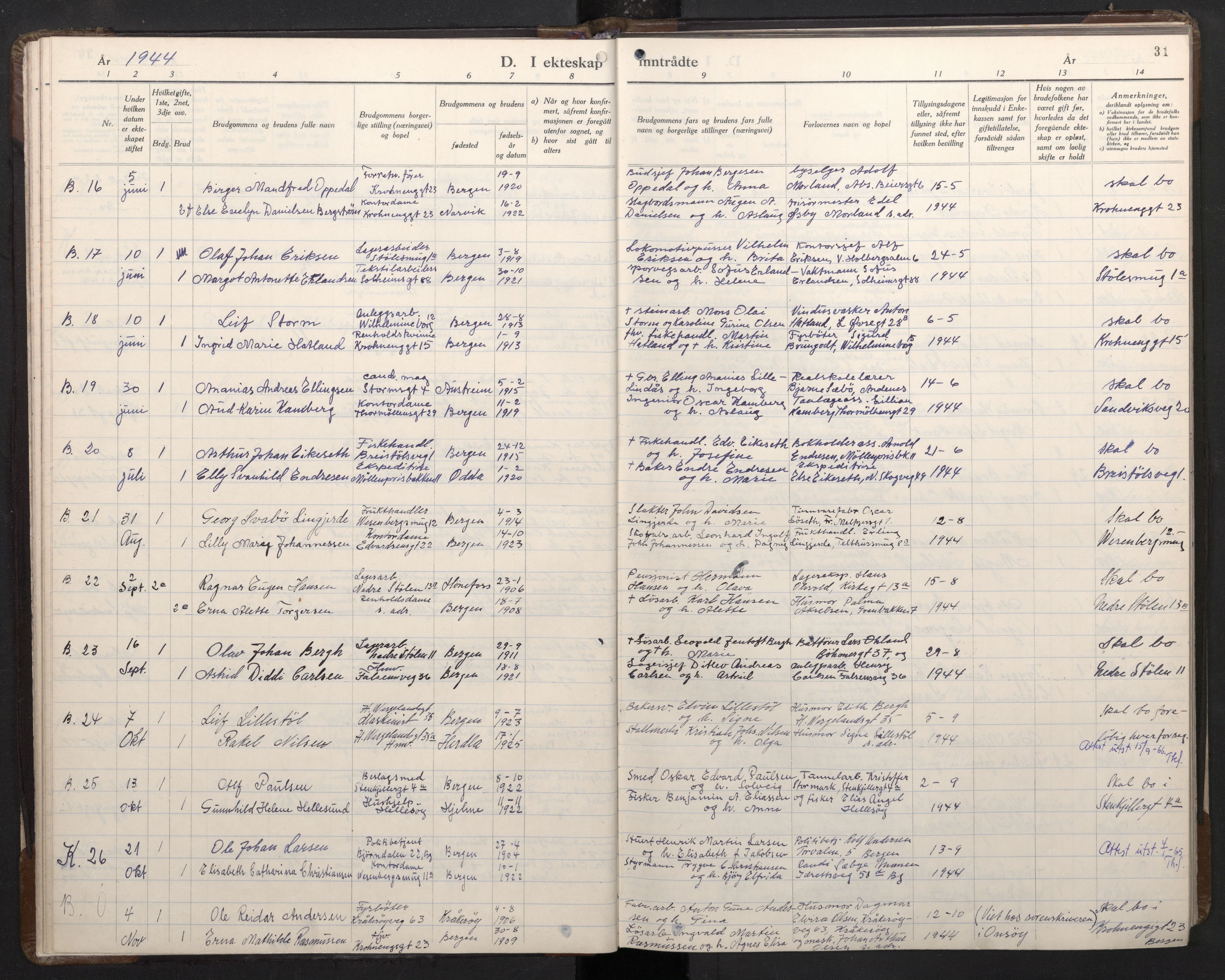 Mariakirken Sokneprestembete, AV/SAB-A-76901/H/Haa/L0019: Parish register (official) no. D 1, 1939-1963, p. 30b-31a