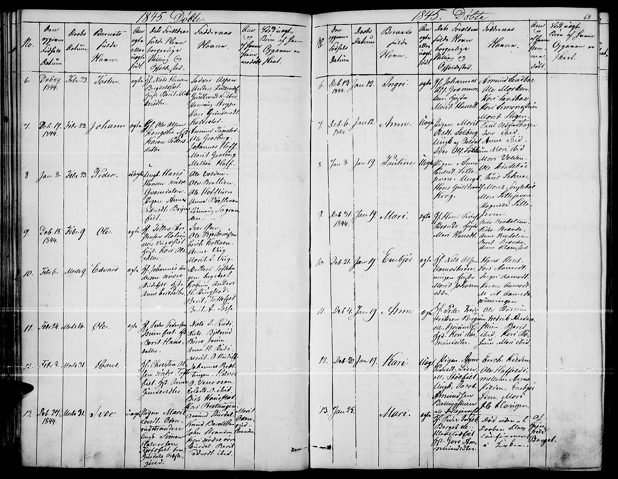 Fron prestekontor, AV/SAH-PREST-078/H/Ha/Haa/L0004: Parish register (official) no. 4, 1839-1848, p. 68