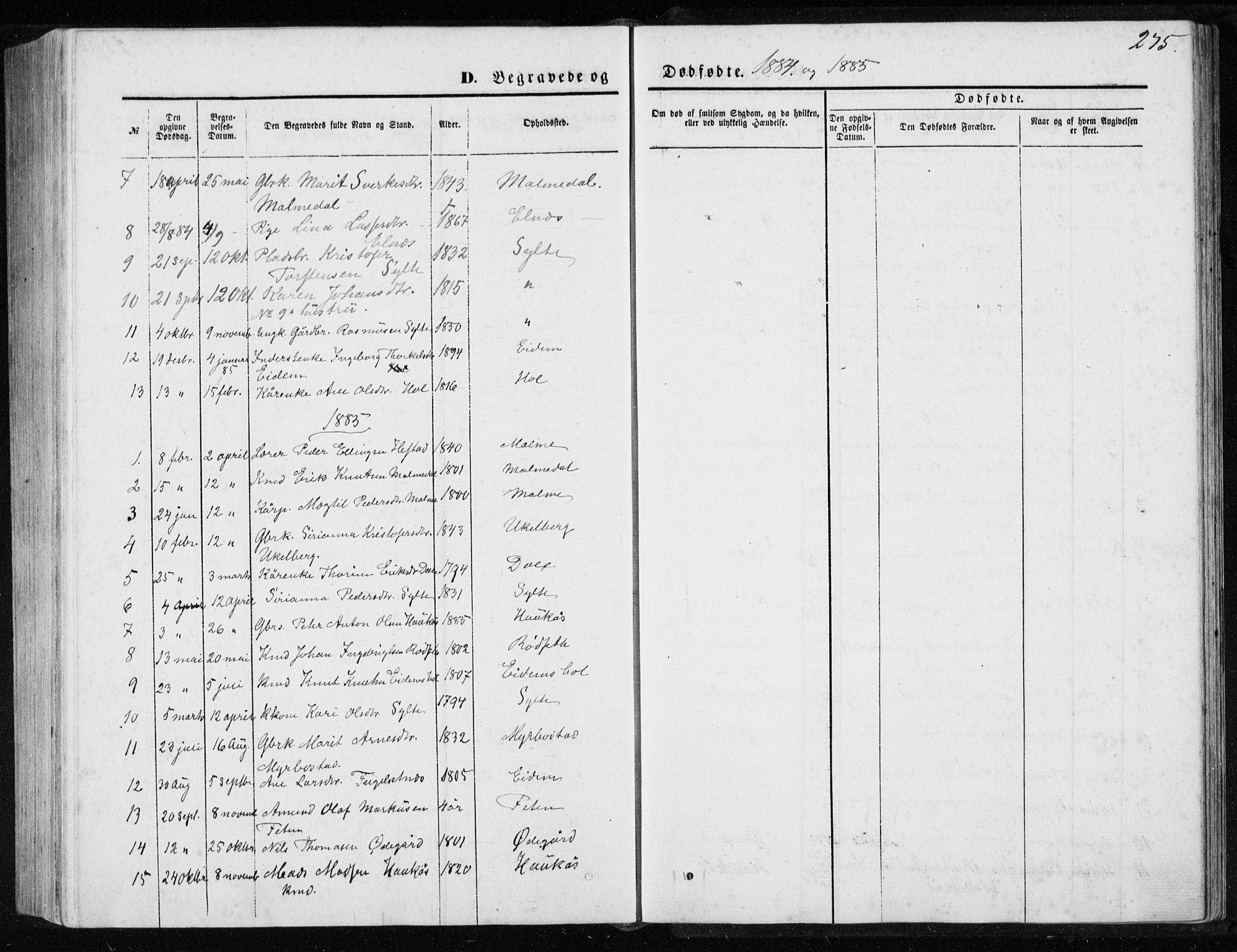 Ministerialprotokoller, klokkerbøker og fødselsregistre - Møre og Romsdal, SAT/A-1454/565/L0754: Parish register (copy) no. 565C03, 1870-1896, p. 275