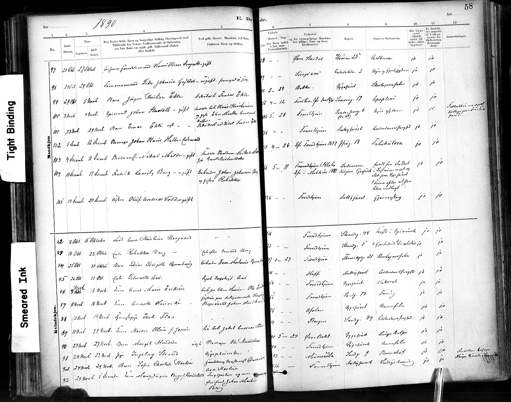Ministerialprotokoller, klokkerbøker og fødselsregistre - Sør-Trøndelag, SAT/A-1456/602/L0120: Parish register (official) no. 602A18, 1880-1913, p. 58