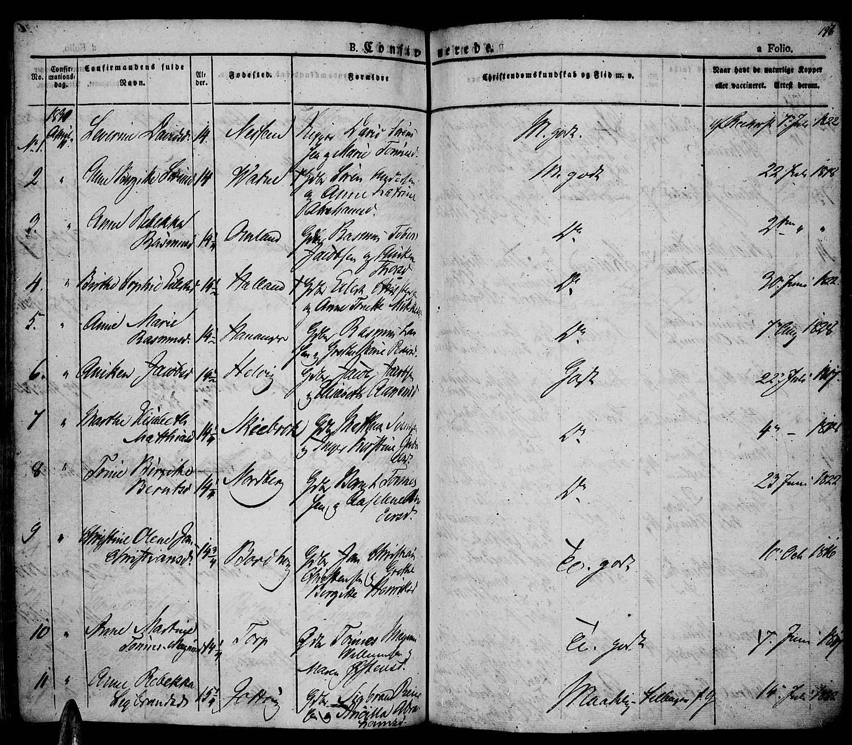 Lista sokneprestkontor, AV/SAK-1111-0027/F/Fa/L0008: Parish register (official) no. A 8, 1823-1835, p. 197