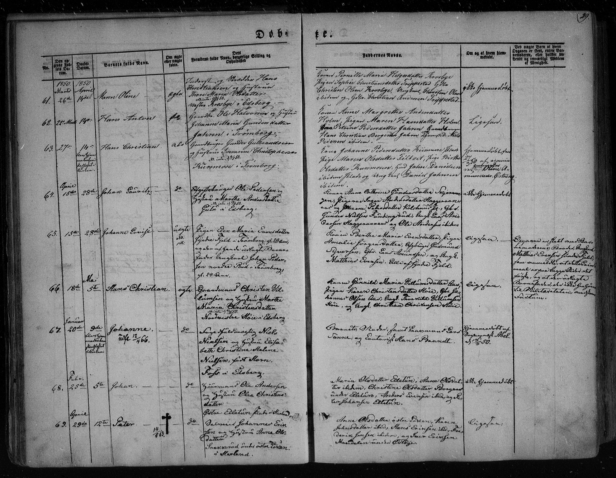 Eidsberg prestekontor Kirkebøker, SAO/A-10905/F/Fa/L0009: Parish register (official) no. I 9, 1849-1856, p. 29