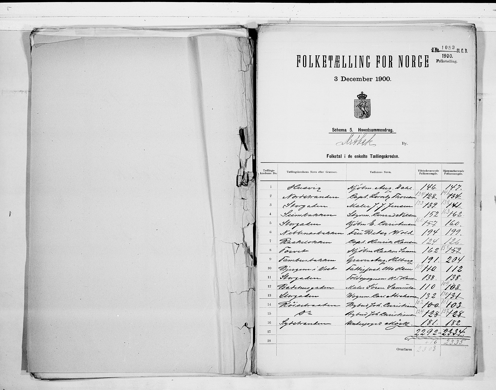 SAO, 1900 census for Drøbak, 1900, p. 2