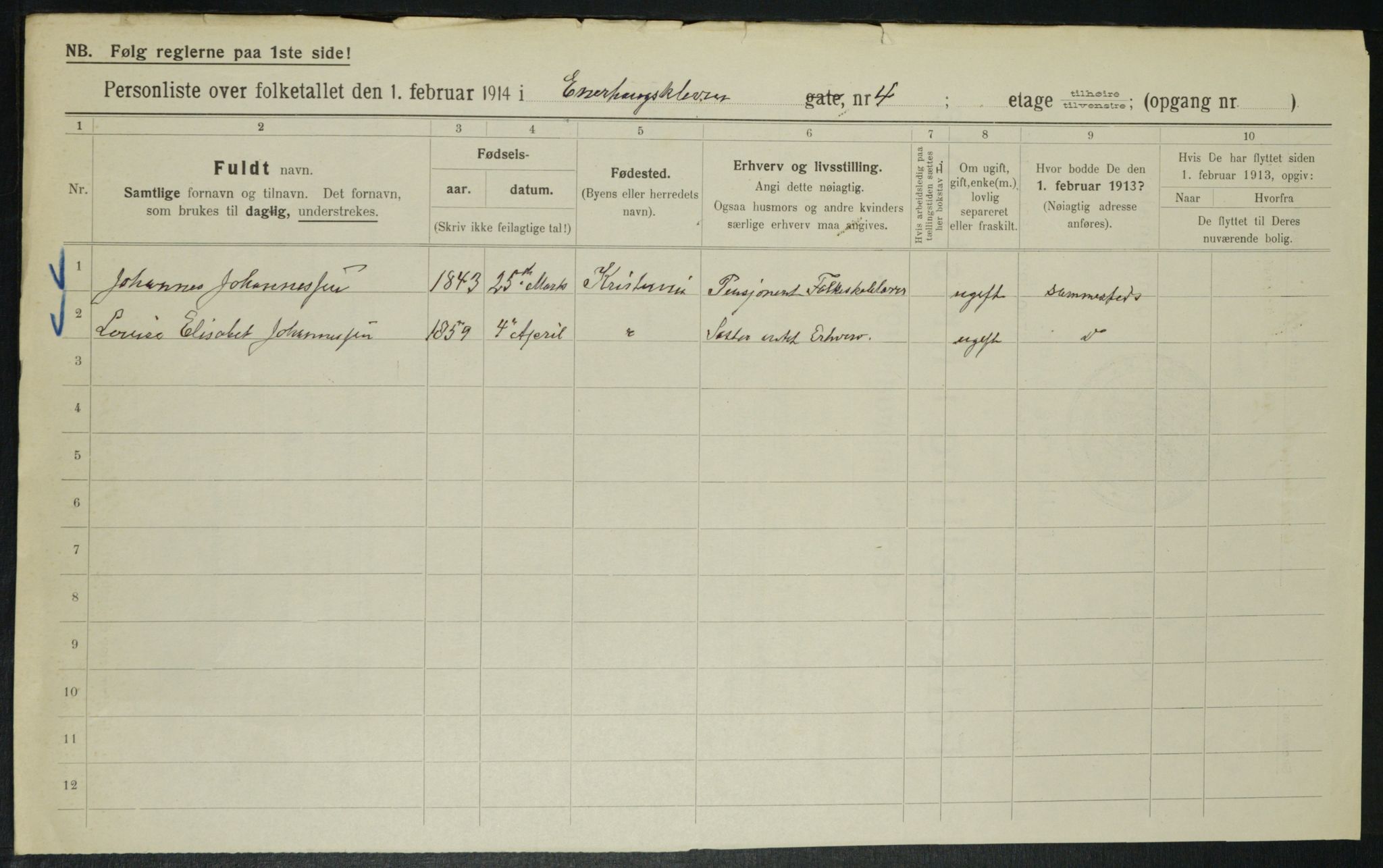 OBA, Municipal Census 1914 for Kristiania, 1914, p. 21872