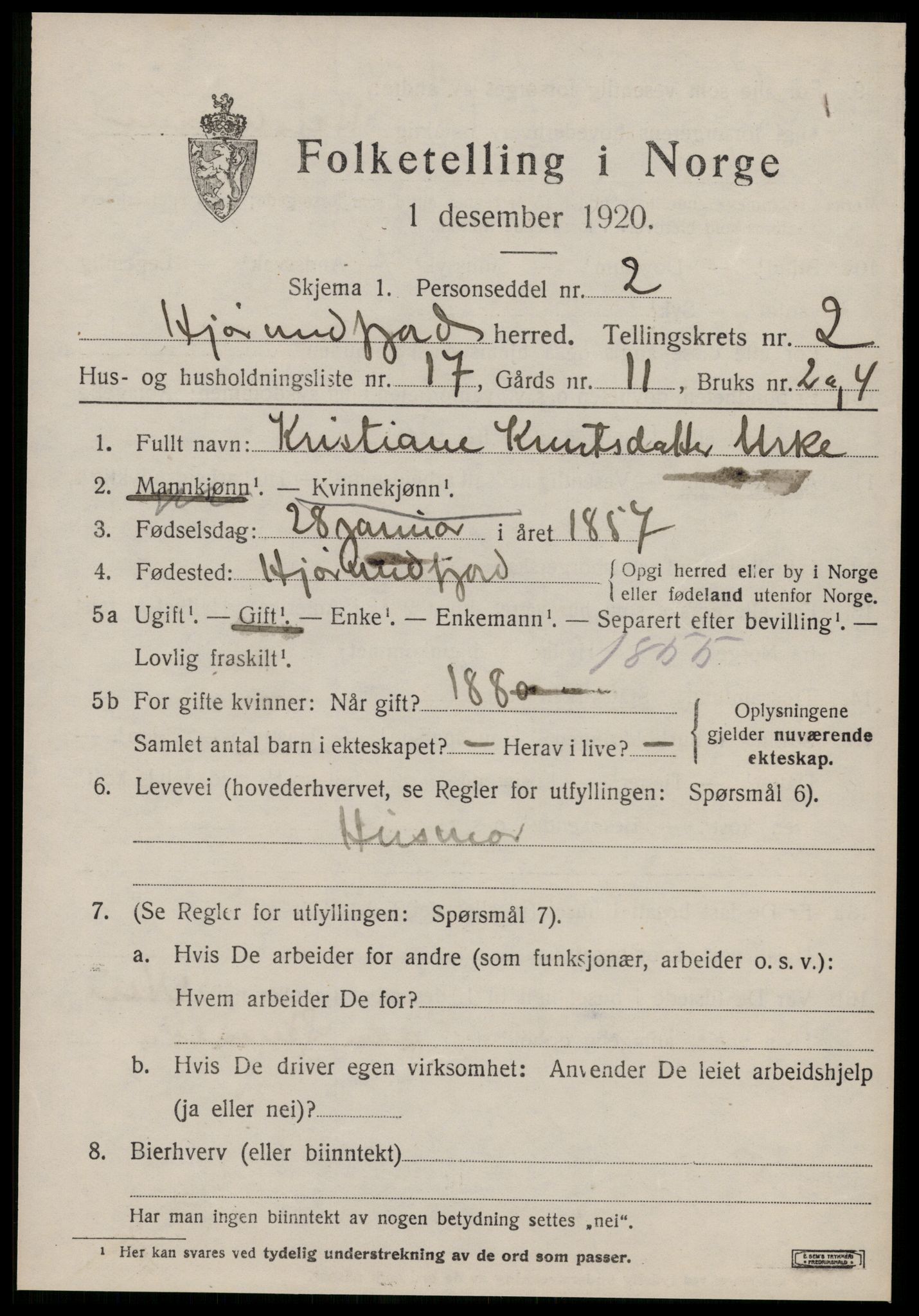 SAT, 1920 census for Hjørundfjord, 1920, p. 999