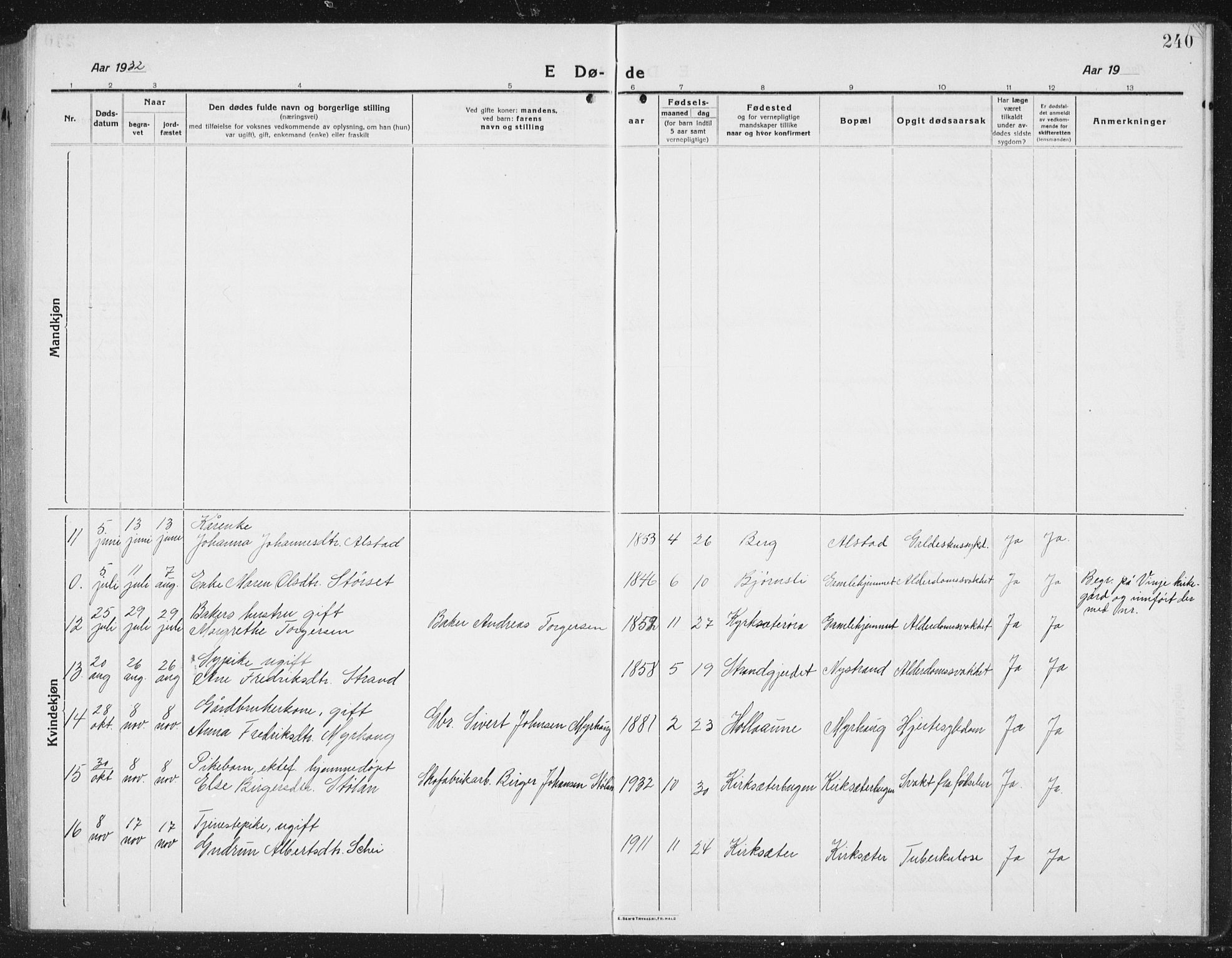 Ministerialprotokoller, klokkerbøker og fødselsregistre - Sør-Trøndelag, SAT/A-1456/630/L0506: Parish register (copy) no. 630C04, 1914-1933, p. 240