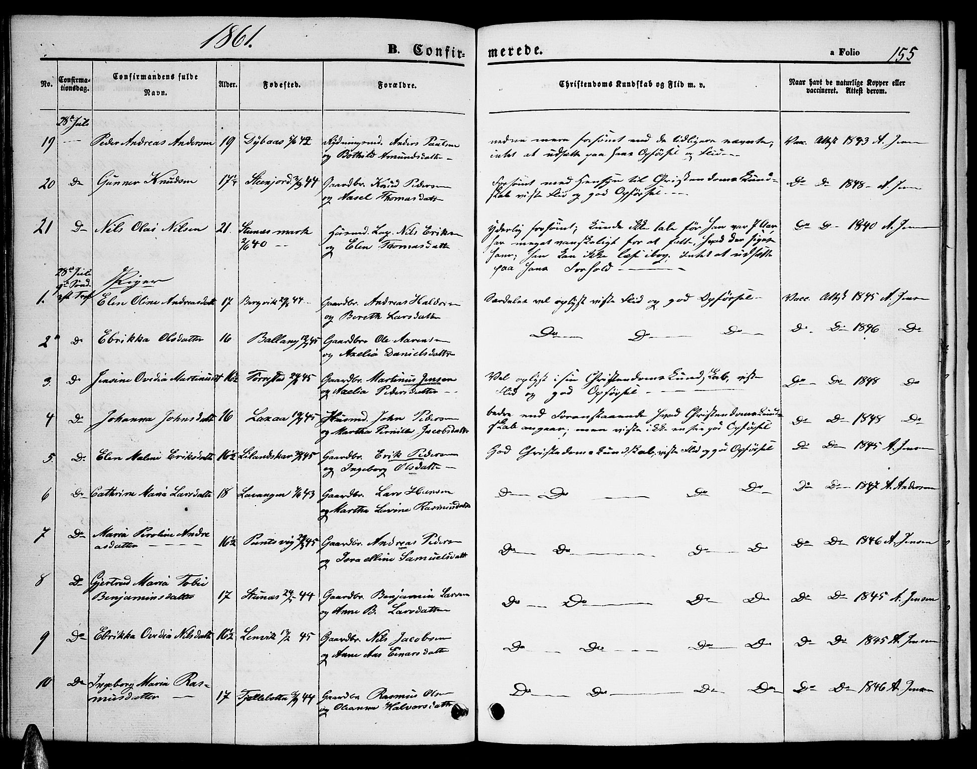 Ministerialprotokoller, klokkerbøker og fødselsregistre - Nordland, AV/SAT-A-1459/863/L0912: Parish register (copy) no. 863C02, 1858-1876, p. 155