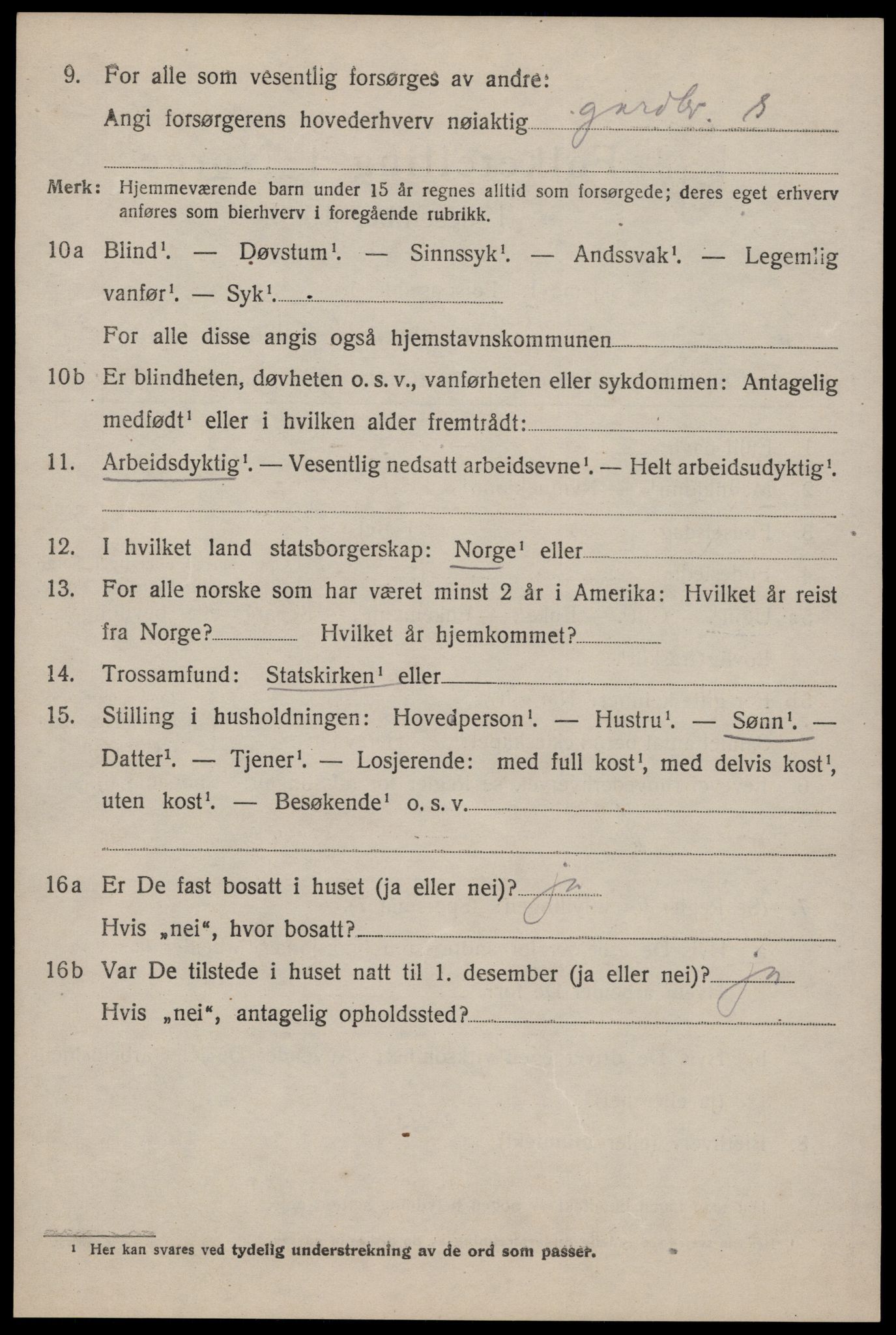 SAKO, 1920 census for Tinn, 1920, p. 3065