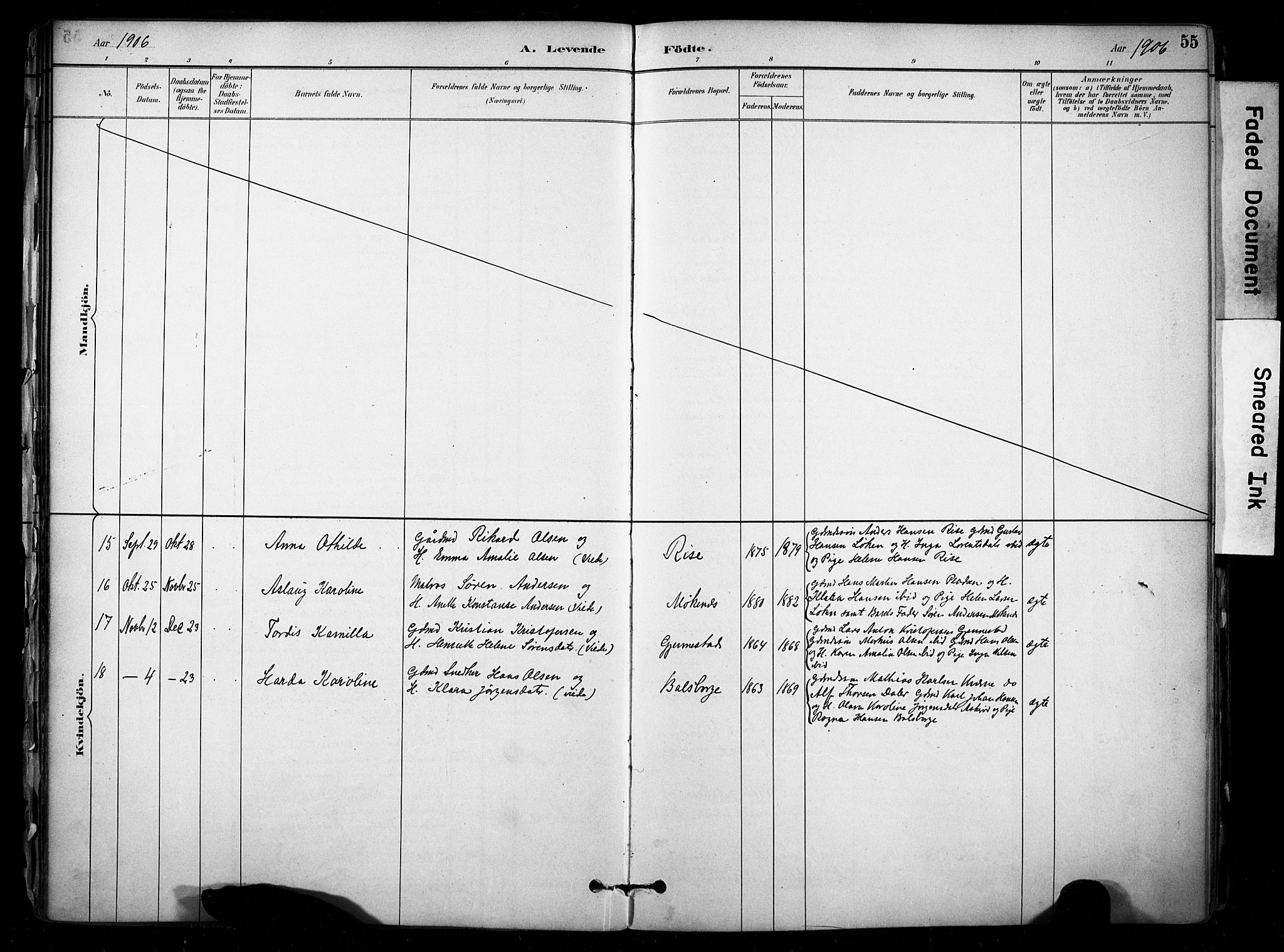 Stokke kirkebøker, AV/SAKO-A-320/F/Fb/L0001: Parish register (official) no. II 1, 1884-1910, p. 55