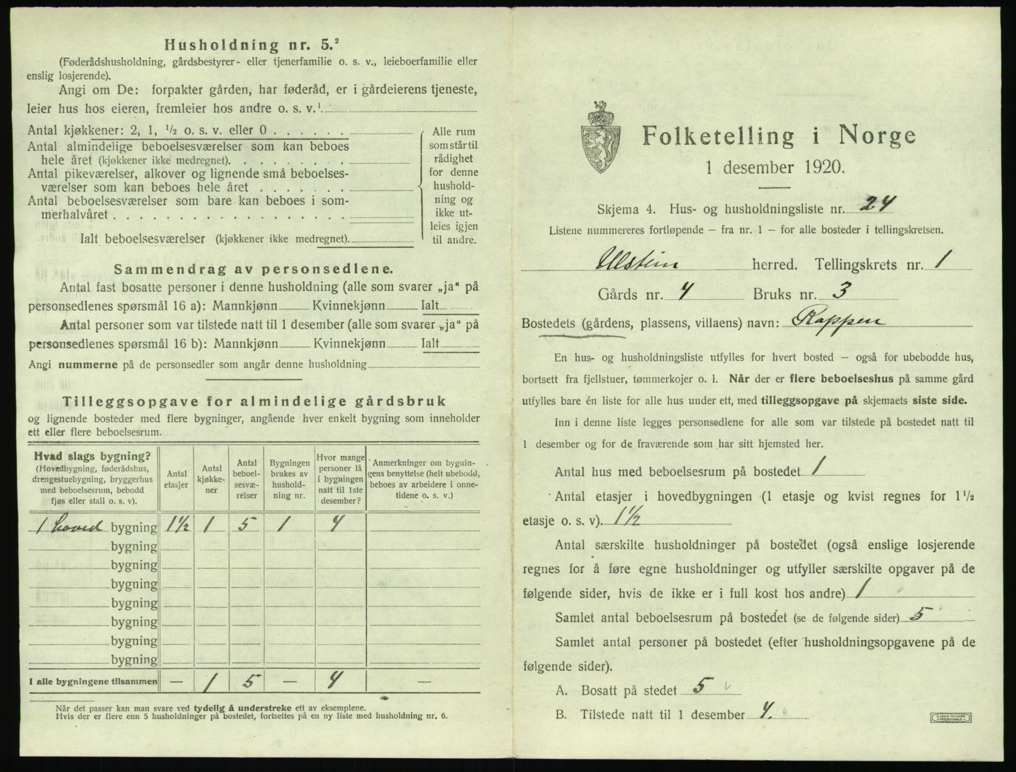 SAT, 1920 census for Ulstein, 1920, p. 94