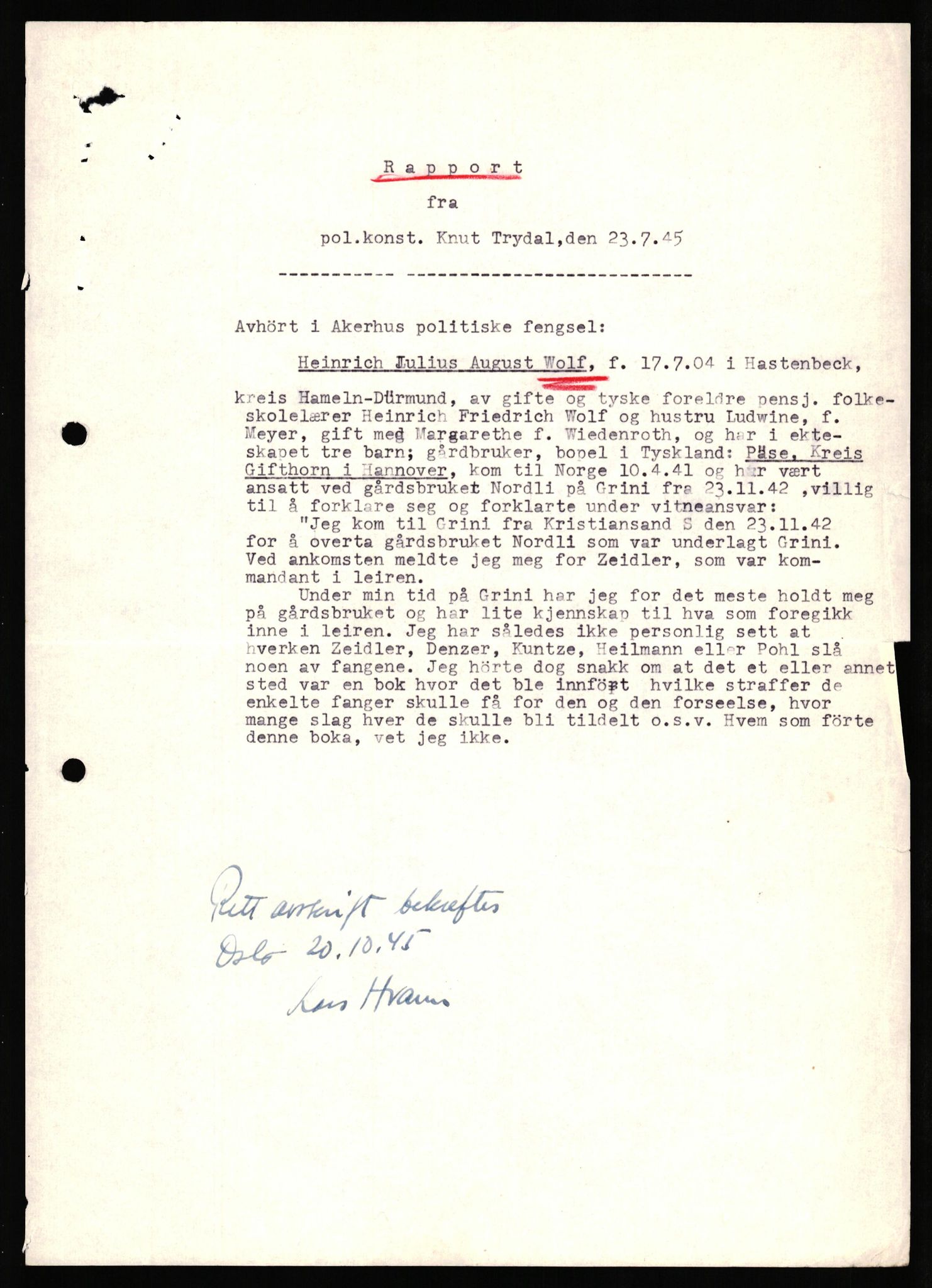 Forsvaret, Forsvarets overkommando II, AV/RA-RAFA-3915/D/Db/L0036: CI Questionaires. Tyske okkupasjonsstyrker i Norge. Tyskere., 1945-1946, p. 417