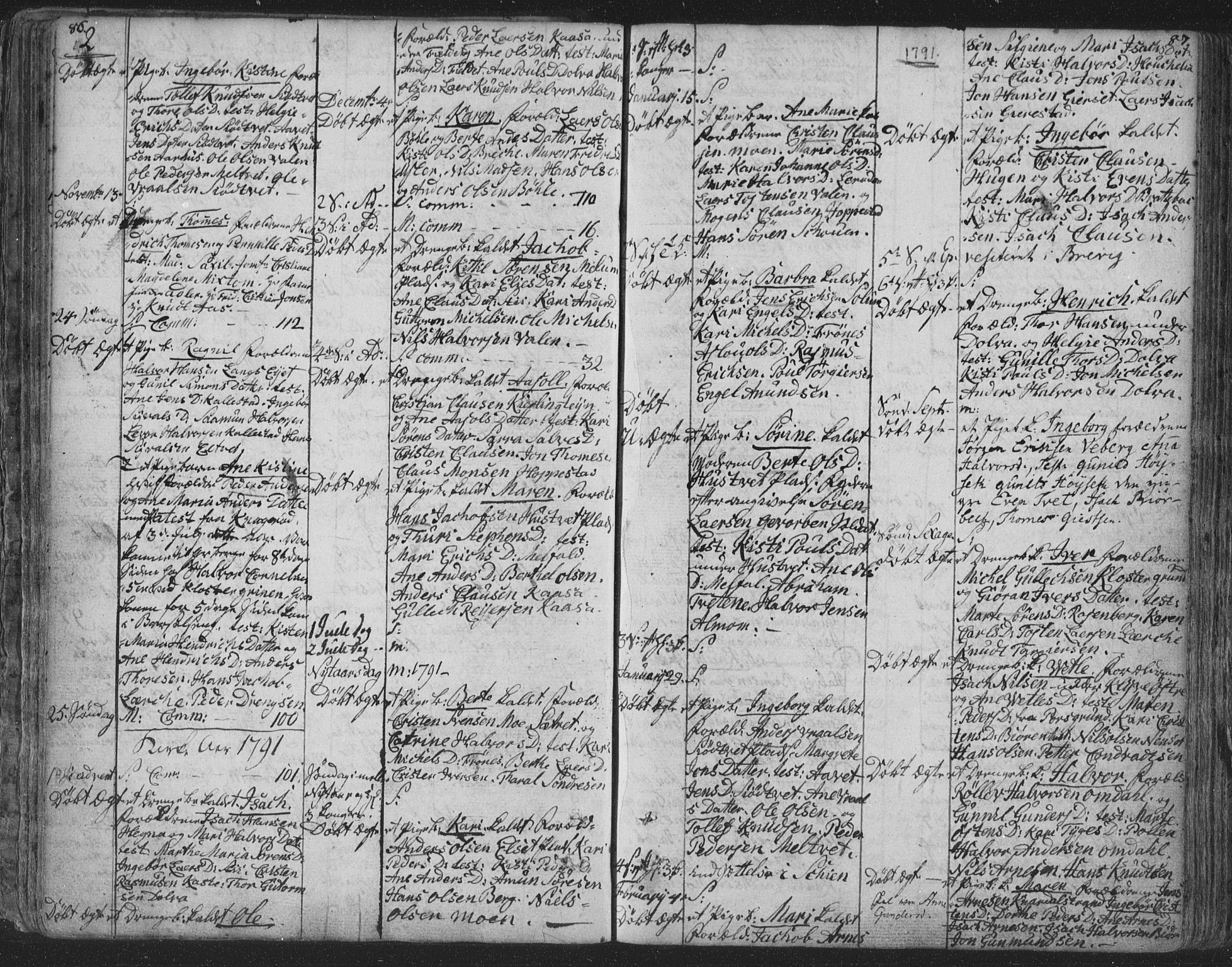 Solum kirkebøker, AV/SAKO-A-306/F/Fa/L0003: Parish register (official) no. I 3, 1761-1814, p. 86-87