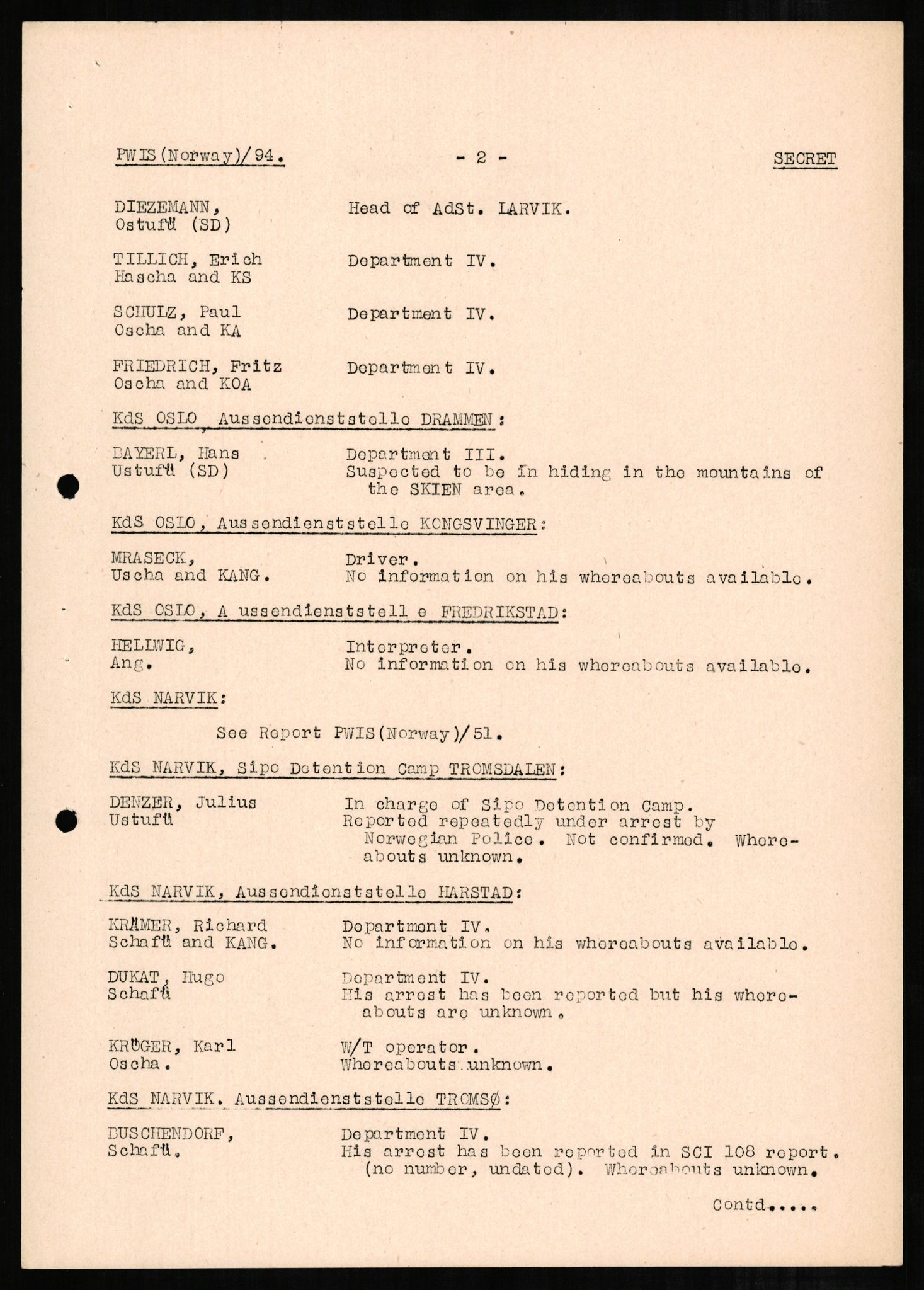 Forsvaret, Forsvarets overkommando II, AV/RA-RAFA-3915/D/Db/L0003: CI Questionaires. Tyske okkupasjonsstyrker i Norge. Tyskere., 1945-1946, p. 198