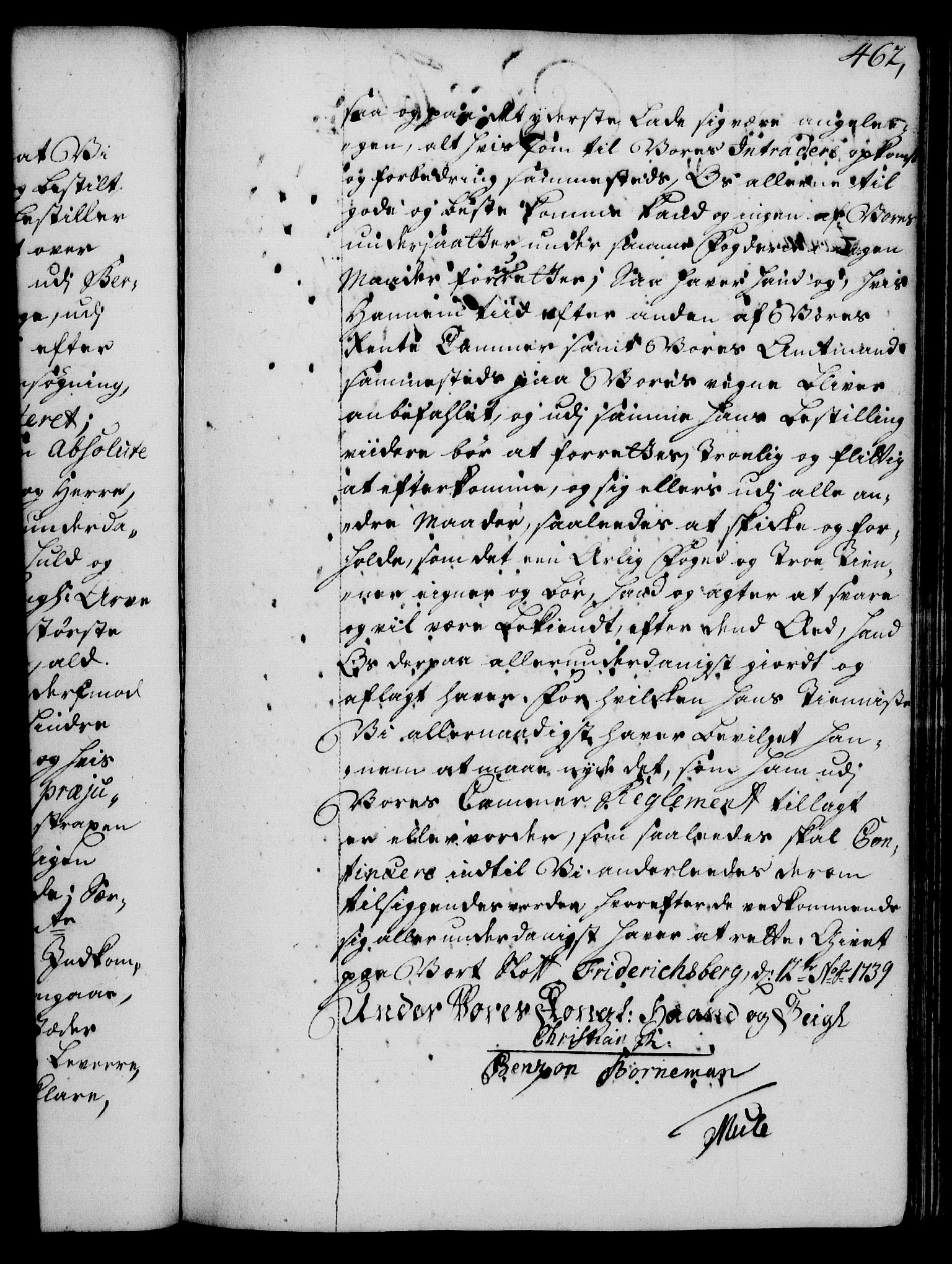 Rentekammeret, Kammerkanselliet, RA/EA-3111/G/Gg/Gge/L0002: Norsk bestallingsprotokoll med register (merket RK 53.26), 1730-1744, p. 462