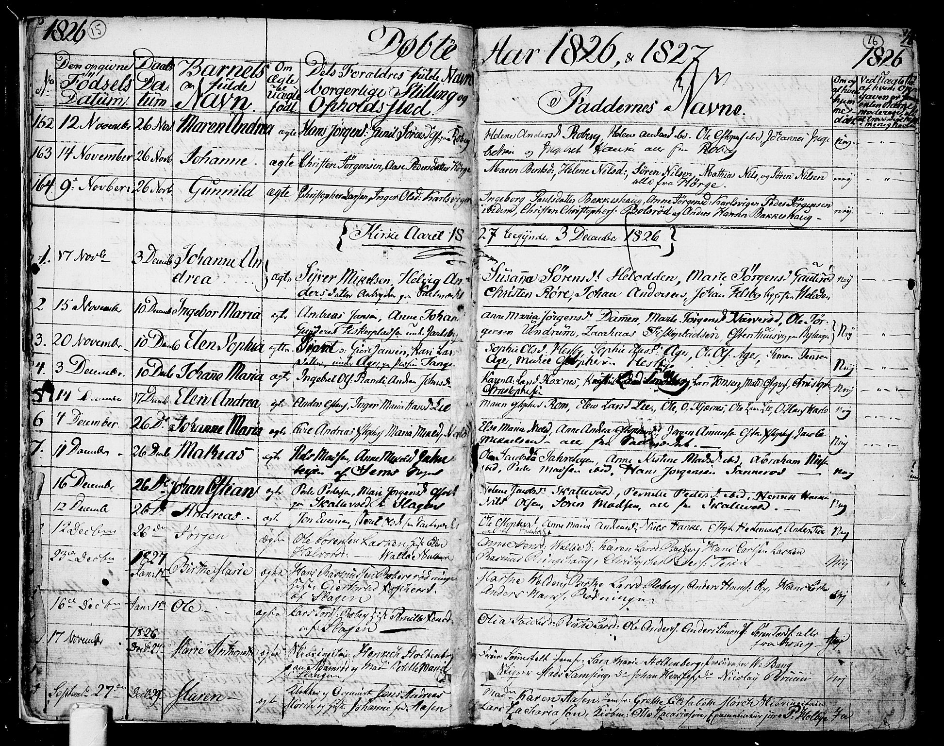 Sem kirkebøker, AV/SAKO-A-5/F/Fa/L0005: Parish register (official) no. I 5, 1825-1842, p. 15-16