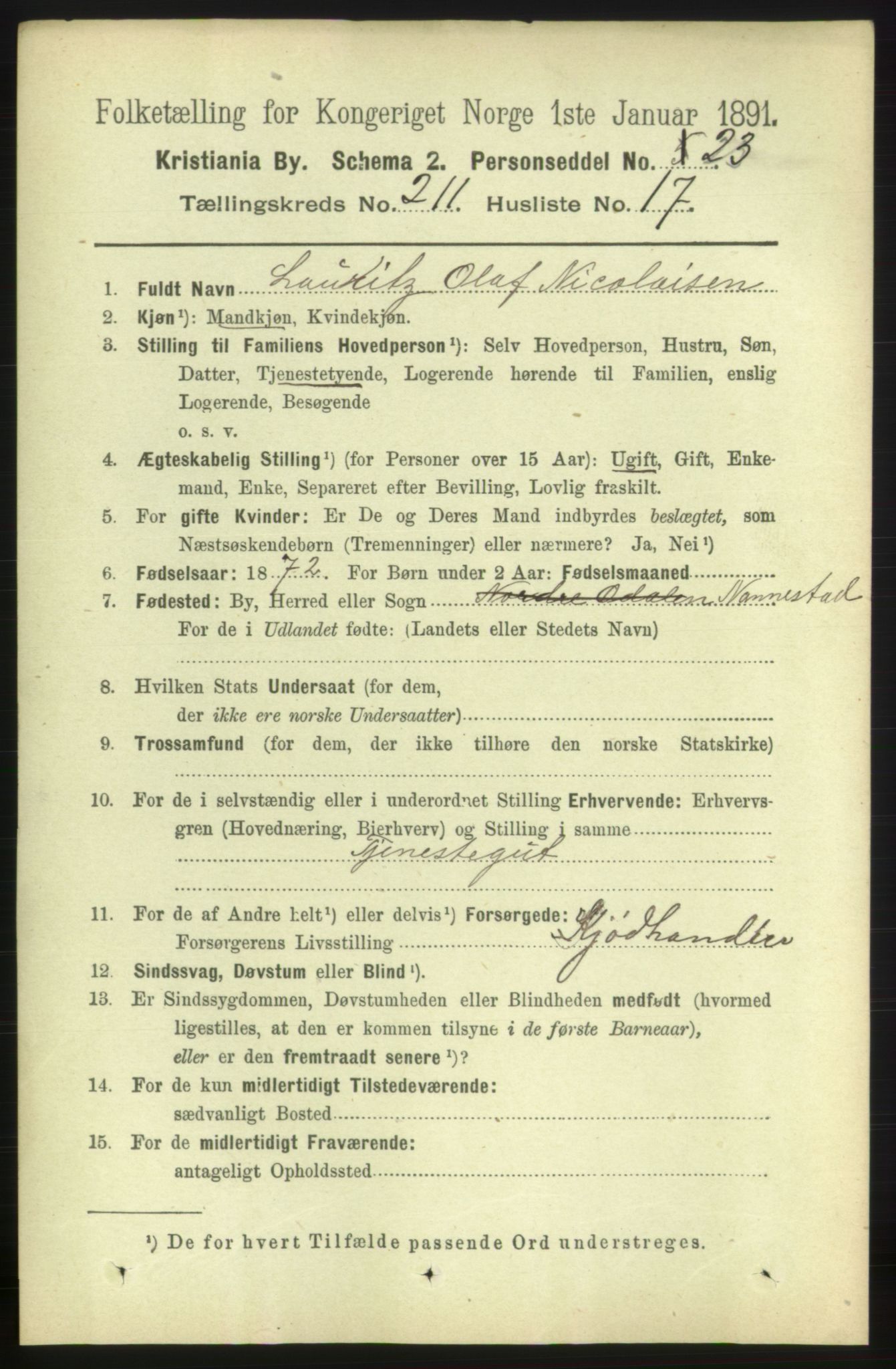 RA, 1891 census for 0301 Kristiania, 1891, p. 126266