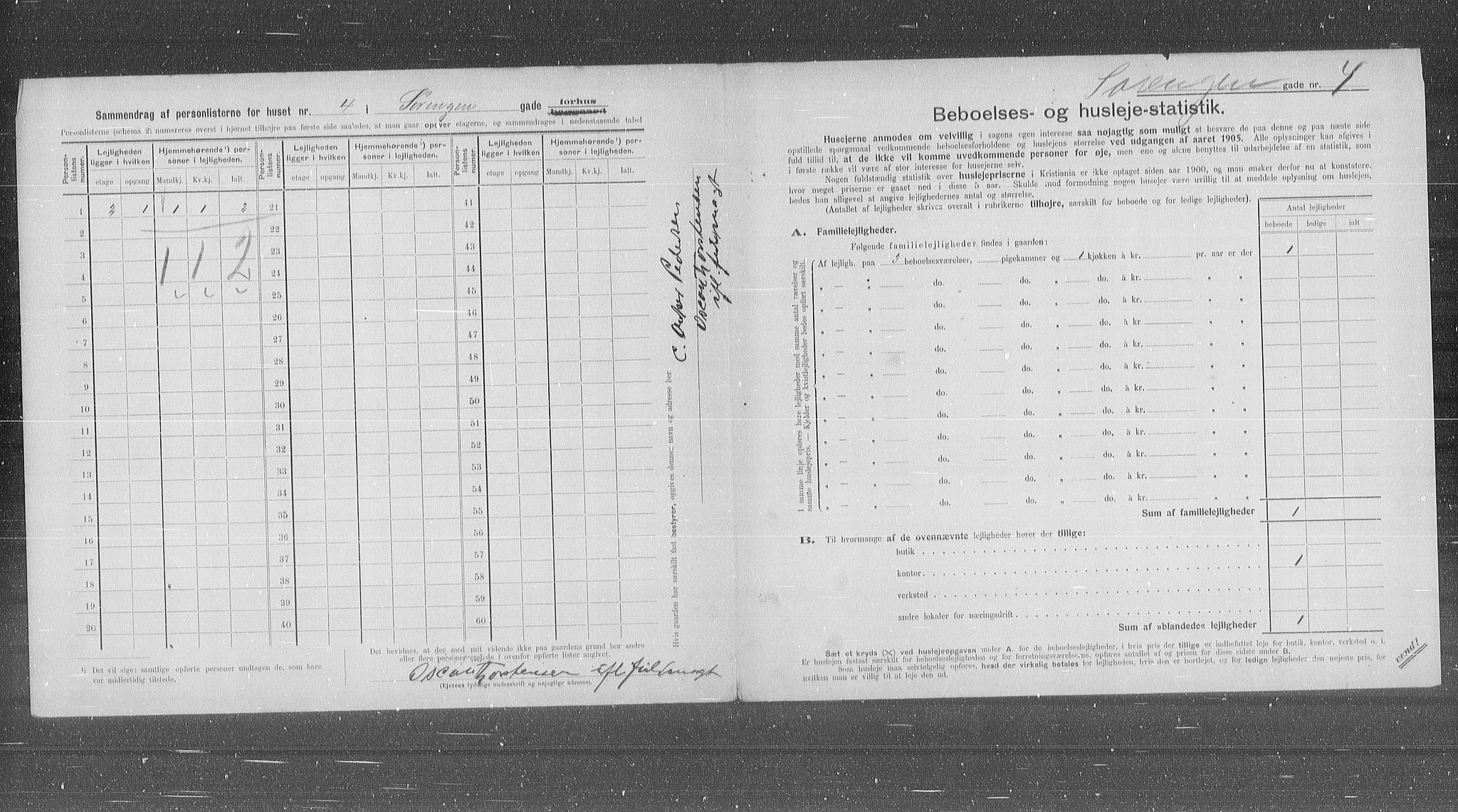 OBA, Municipal Census 1905 for Kristiania, 1905, p. 55714