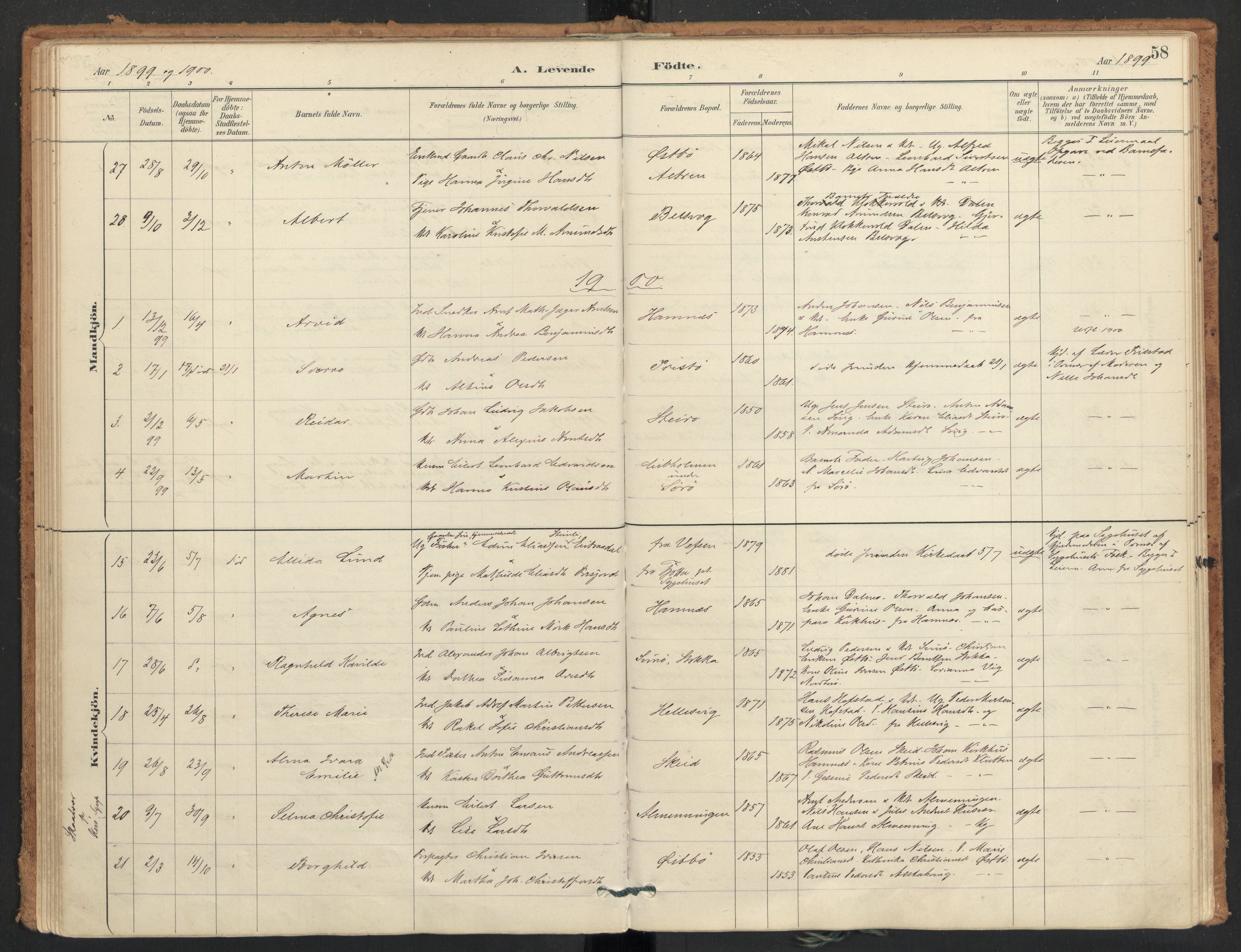 Ministerialprotokoller, klokkerbøker og fødselsregistre - Nordland, AV/SAT-A-1459/830/L0453: Parish register (official) no. 830A17, 1886-1911, p. 58