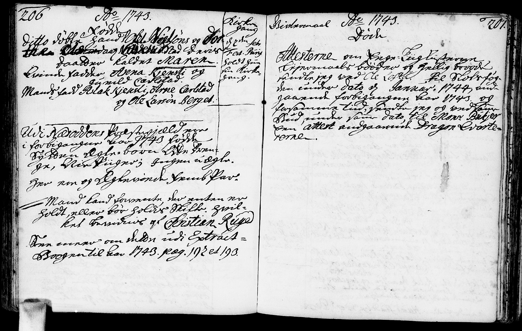 Nesodden prestekontor Kirkebøker, AV/SAO-A-10013/F/Fa/L0001: Parish register (official) no. I 1, 1709-1750, p. 206-207