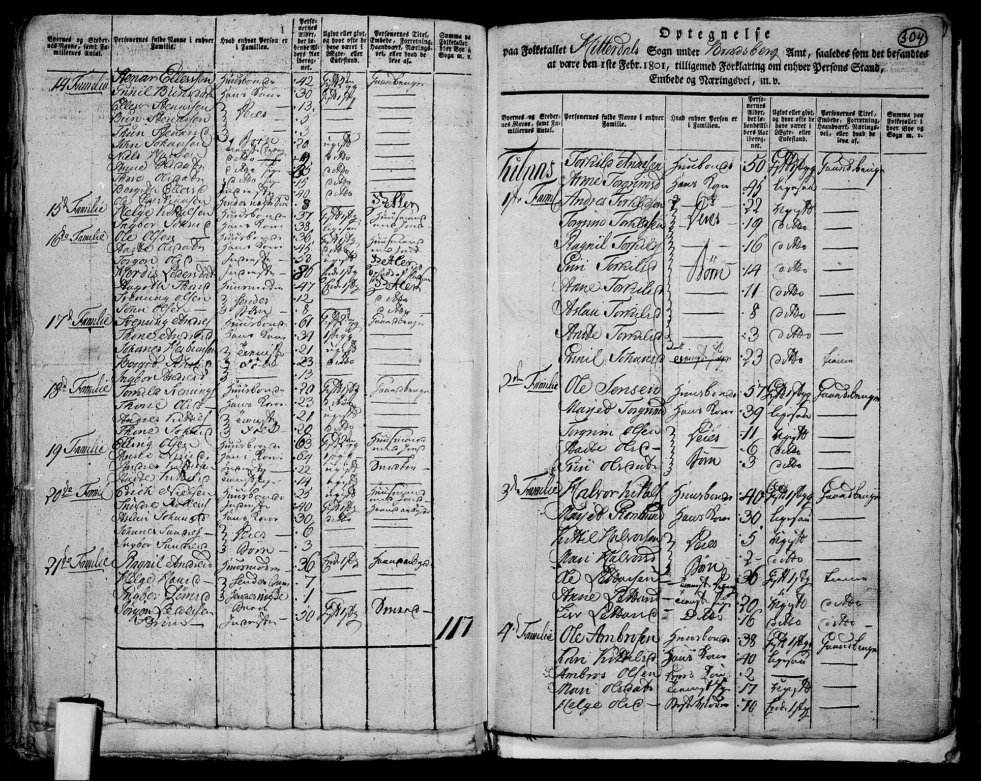 RA, 1801 census for 0823P Heddal, 1801, p. 303b-304a