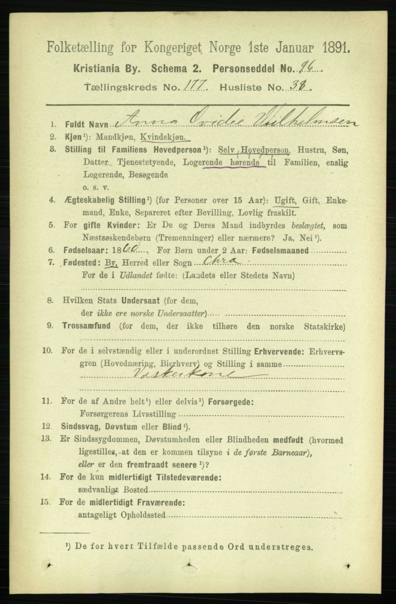 RA, 1891 census for 0301 Kristiania, 1891, p. 107313