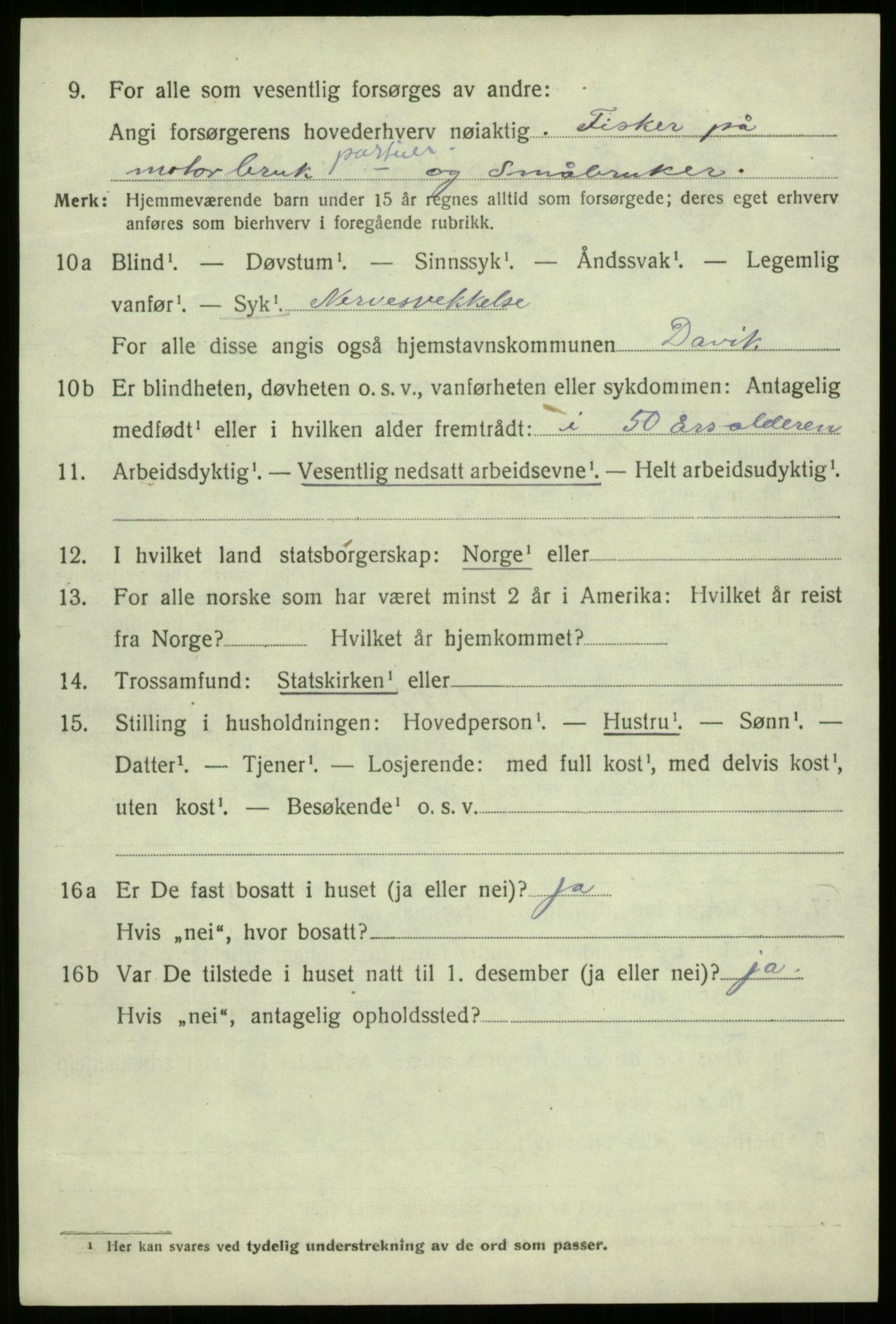 SAB, 1920 census for Davik, 1920, p. 6374