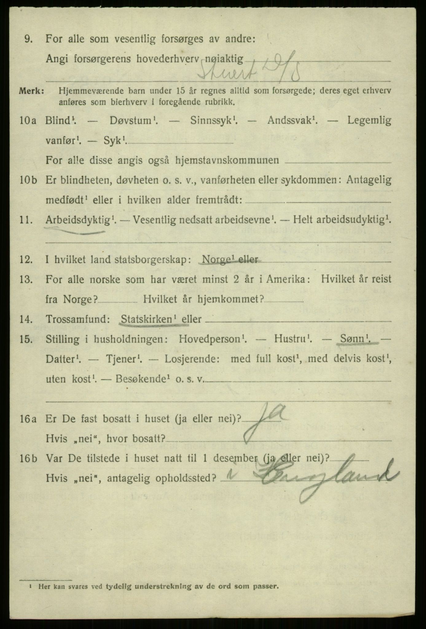 SAB, 1920 census for Bergen, 1920, p. 225596