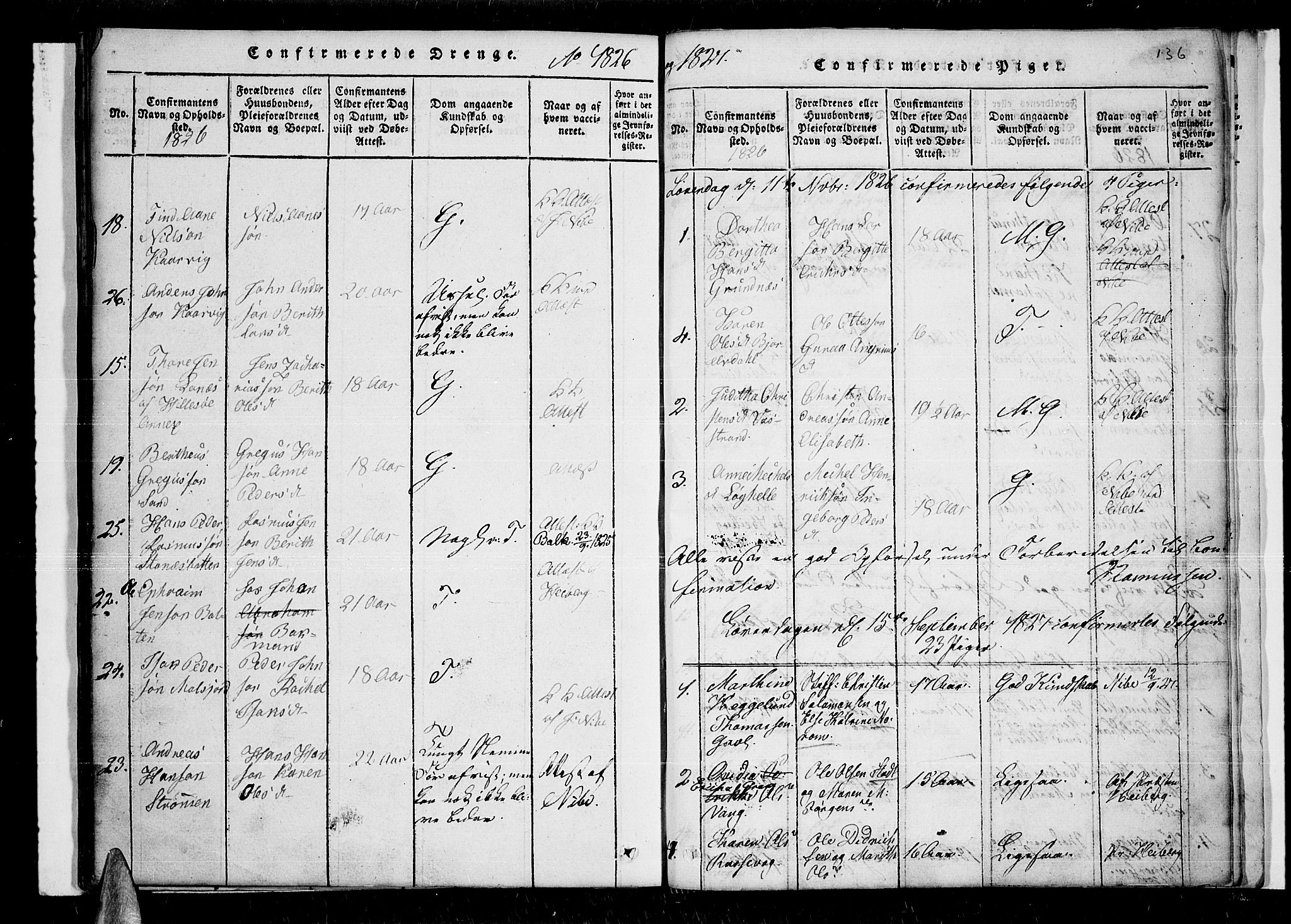 Lenvik sokneprestembete, SATØ/S-1310/H/Ha/Haa/L0003kirke: Parish register (official) no. 3, 1820-1831, p. 136