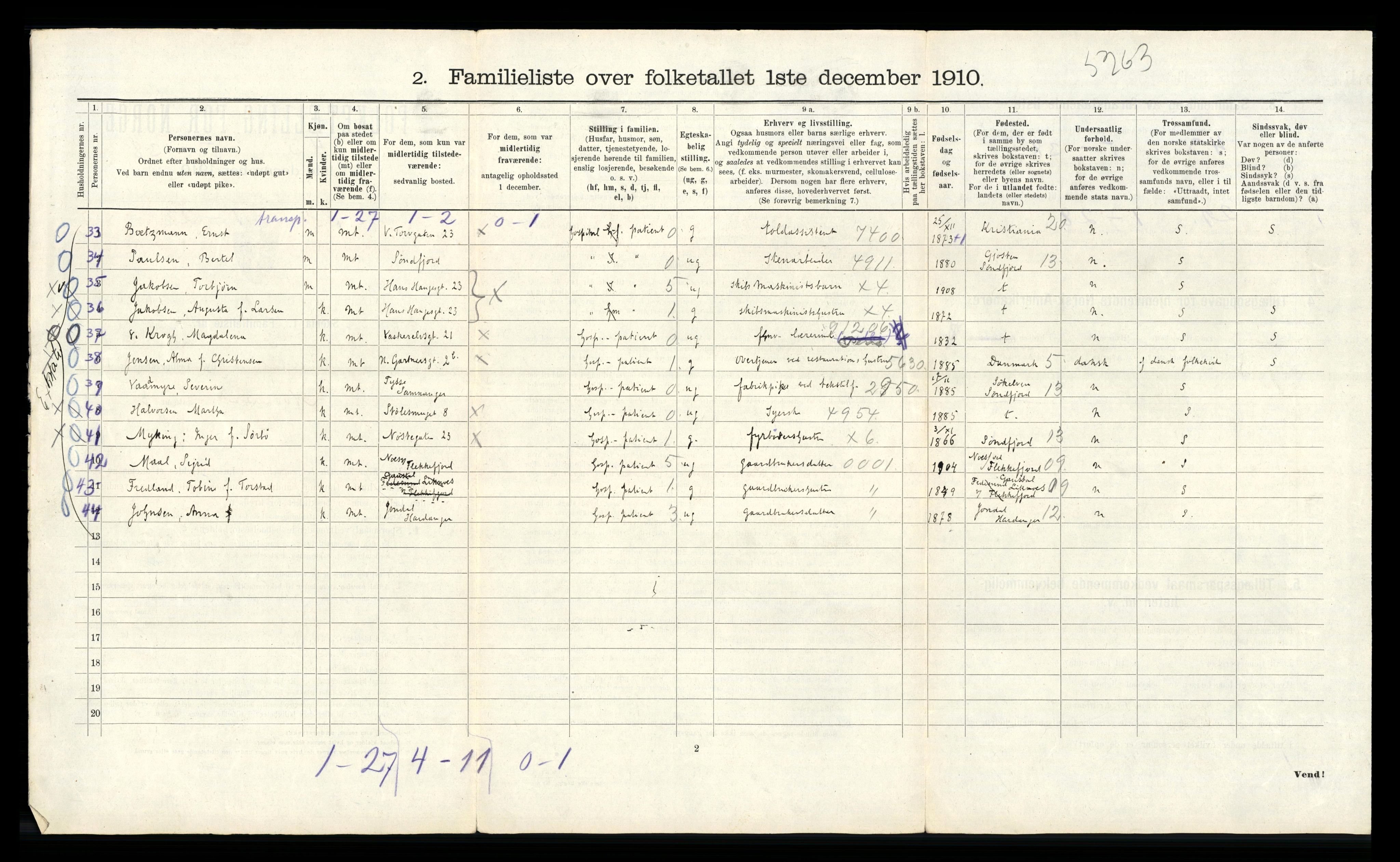 RA, 1910 census for Bergen, 1910, p. 6458